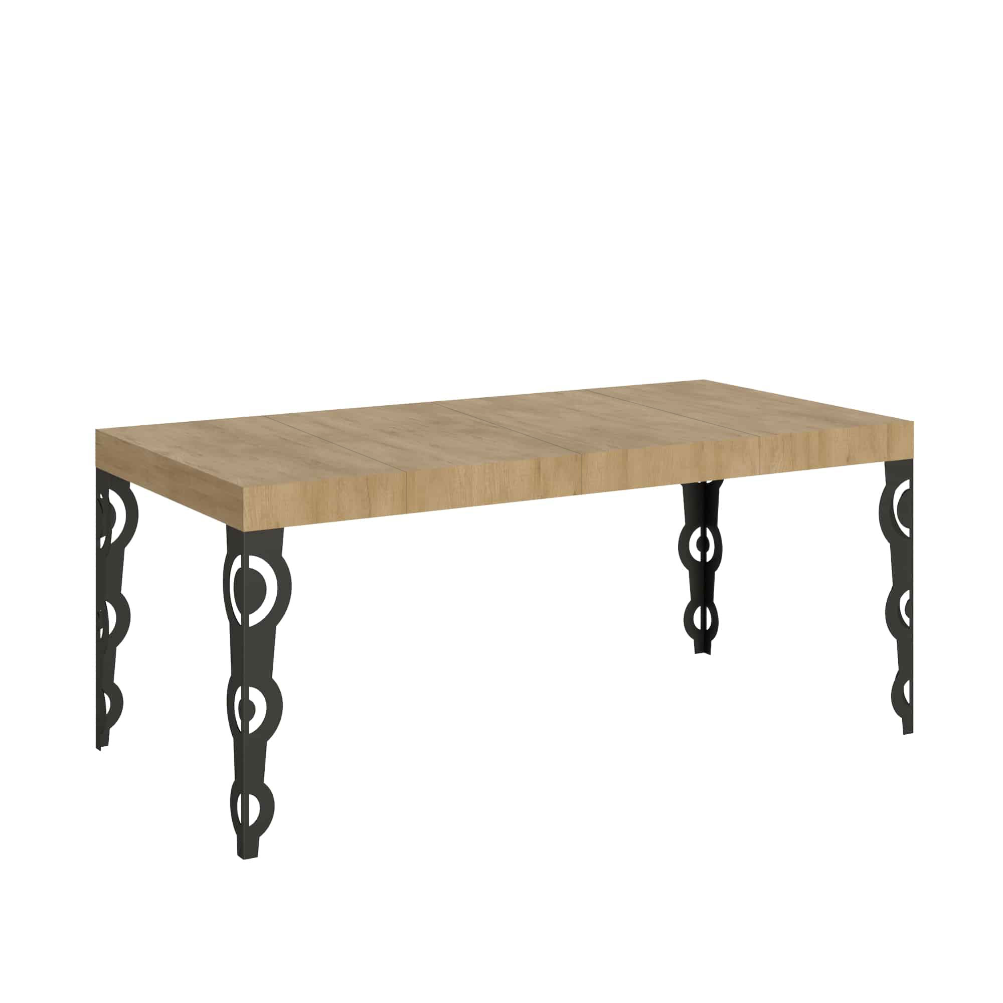Mesa extensible 90x90/246 cm Karamay Premium Roble Nature Estructura Antracita - Itamoby