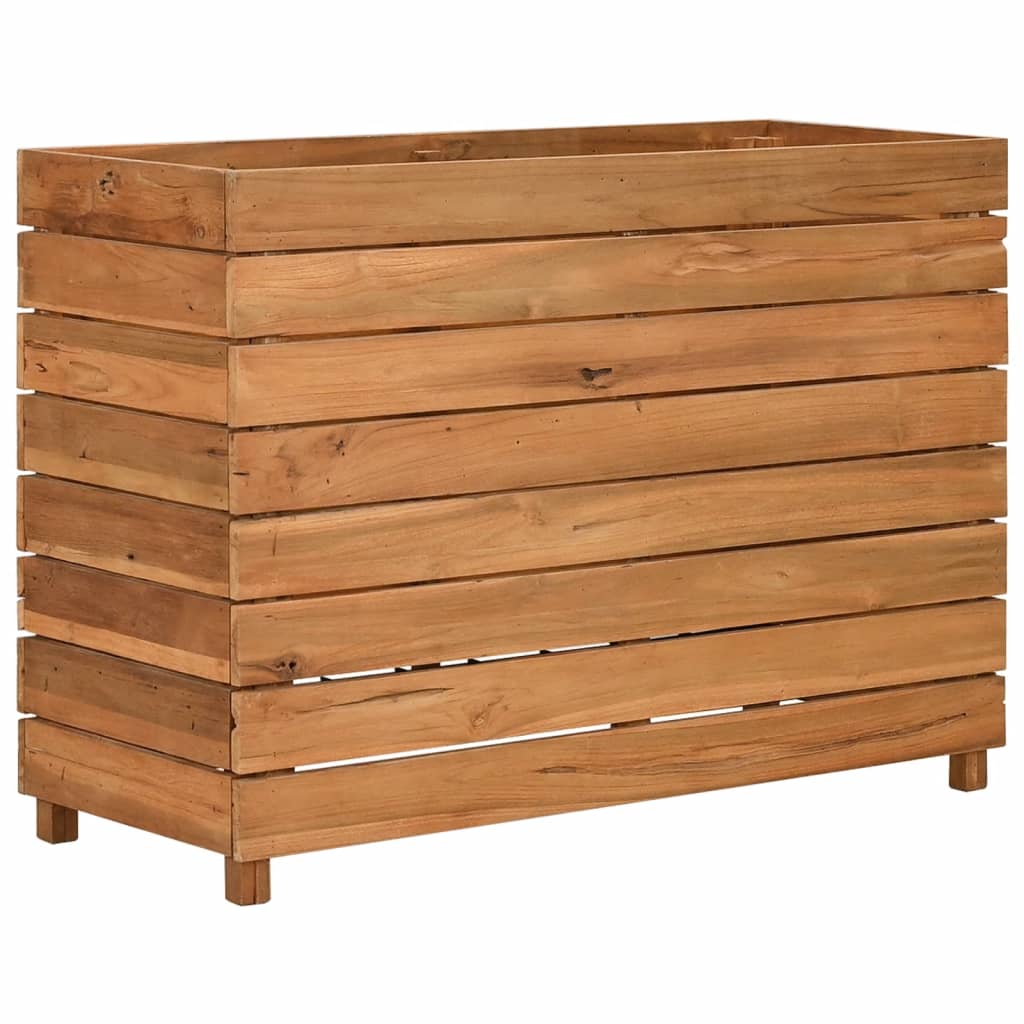 Vidaxl Arriate Elevado de Madera de Teca Reciclada y Acero - 50 X 40 X 38 Cm