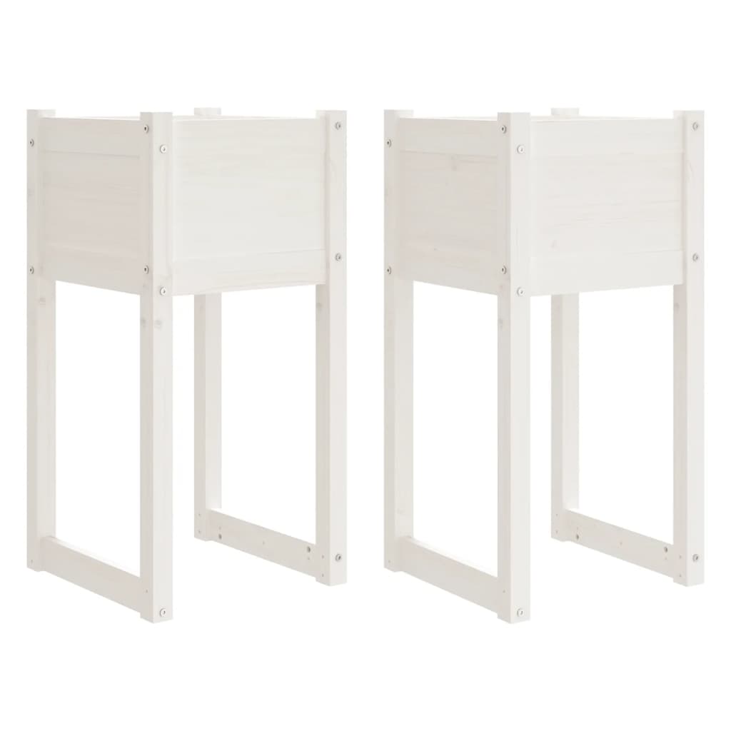 vidaXL Jardinera 2 uds madera maciza de pino 40x40x81 cm Color Natural,  Blanco,  Gris y mas