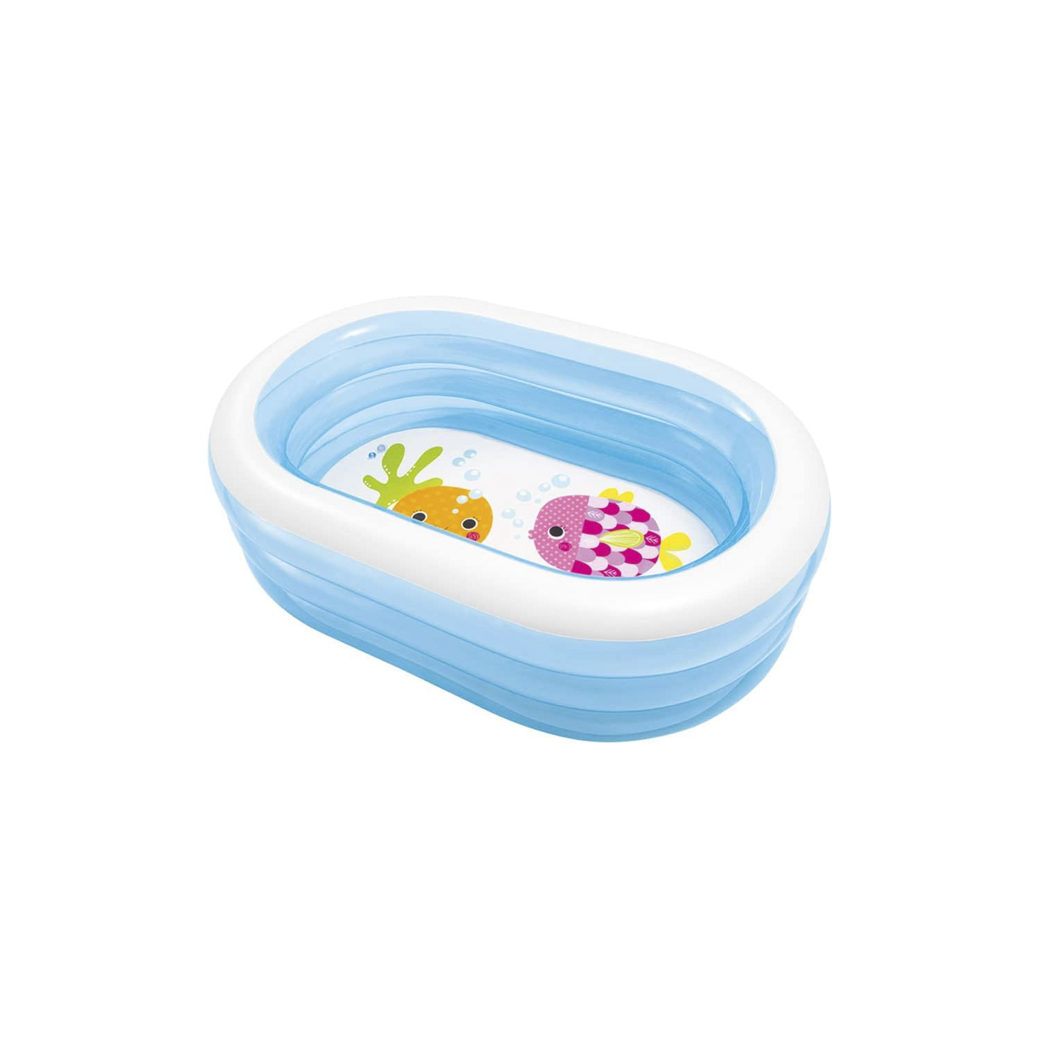 Piscina Infantil Hinchable Ovalada Azul 163 x 107 x 46 cm – Bañera de Agua para Niños con Diseño Marino – Piscina Familiar Compacta para Jardín, Terraza o Patio – Fácil Inflado y Desinflado