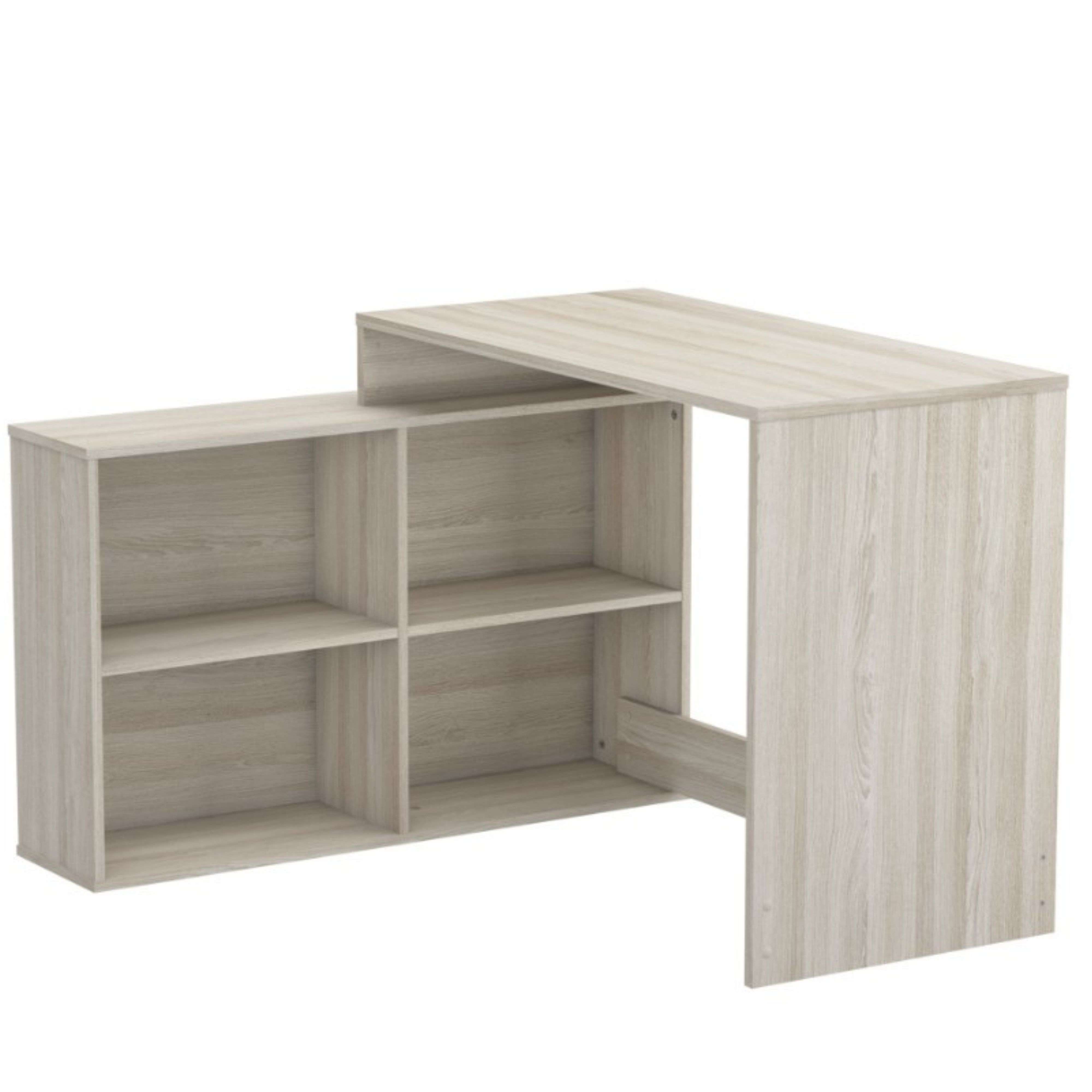 Miroytengo Mesa Escritorio Shannon con Estantería Baja Color Roble o Blanco 112x77x101 cm