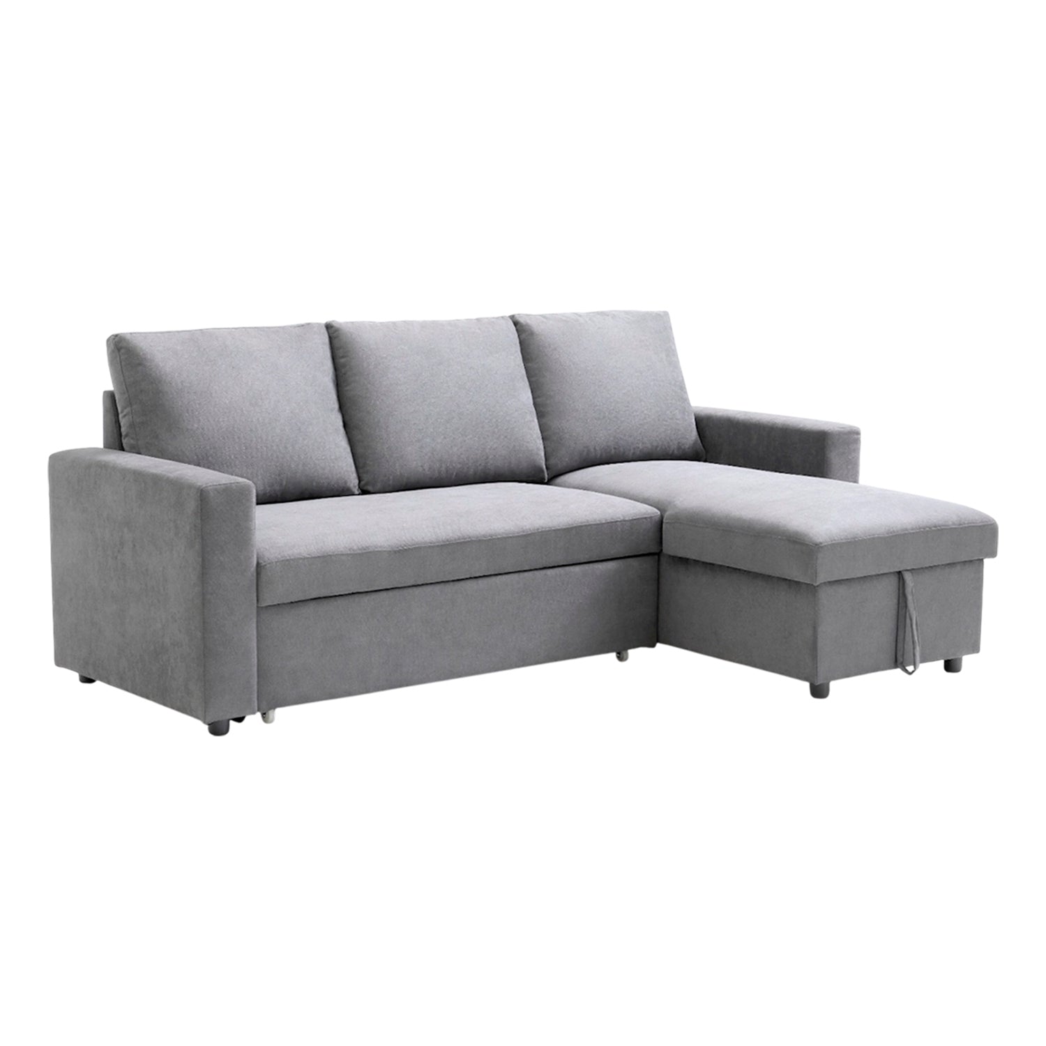 Sofá cama con chaise longue y almacenaje ivy  gris para hogar moderno mueble de almacenaje  - Homekit