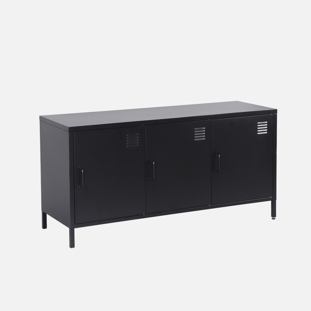 sweeek - Mueble de TV industrial de metal con 3 puertas, 120cm , Alabama , 120x40x60