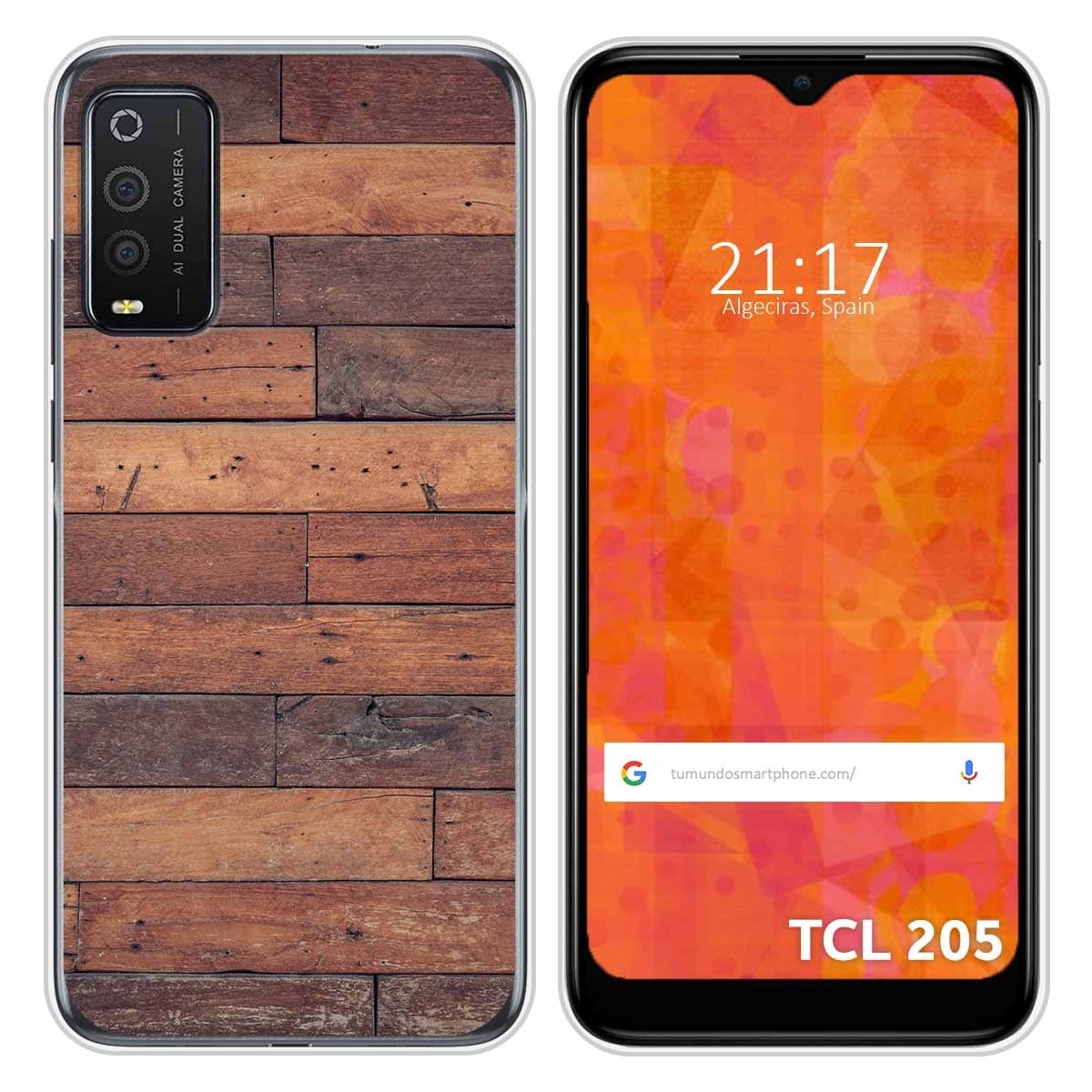 Funda Silicona para TCL 205 diseño Madera 03 Dibujos