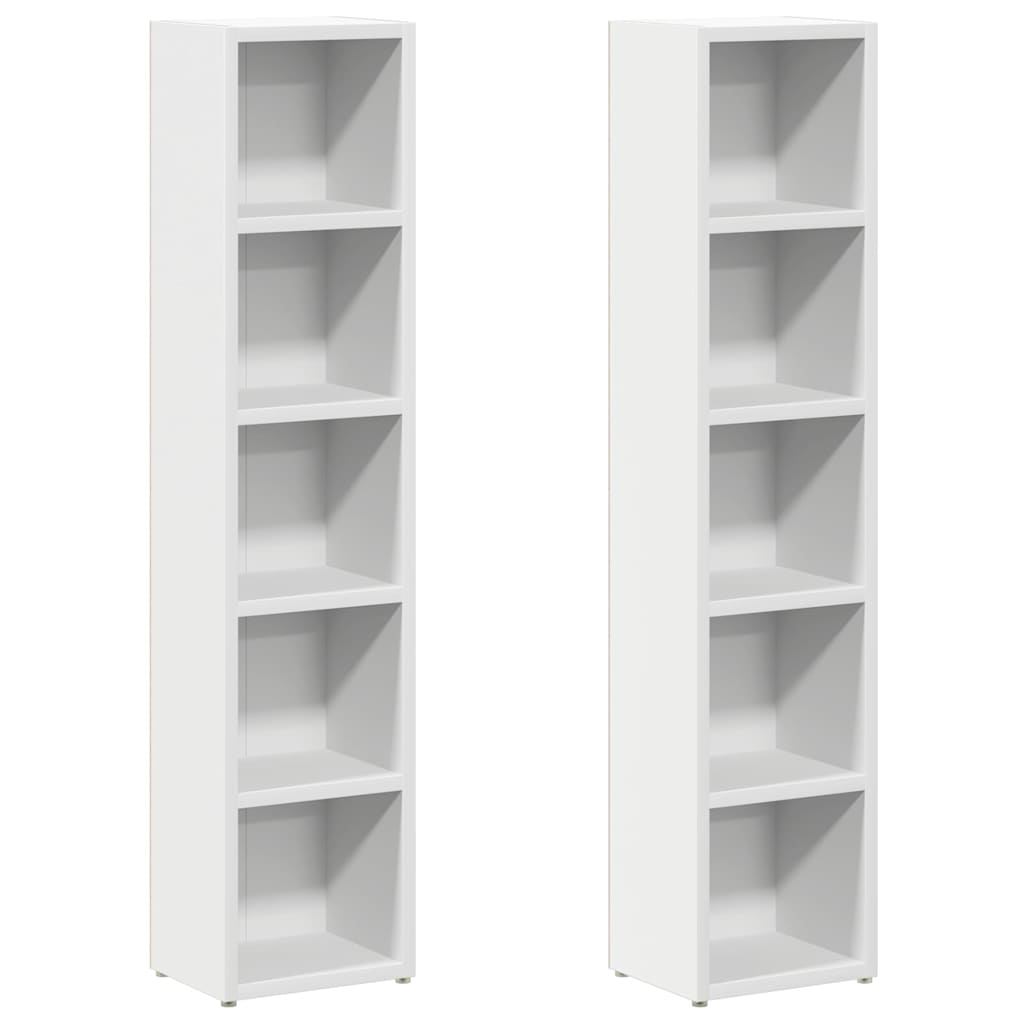 vidaXL Estantería CDs 2 uds contrachapada brillo 21x16x93,5 cm en color Blanco brillante/Gris sonoma/Gris hormigón y más | almacenamiento funcional diseño moderno para baño dormitorio sala
