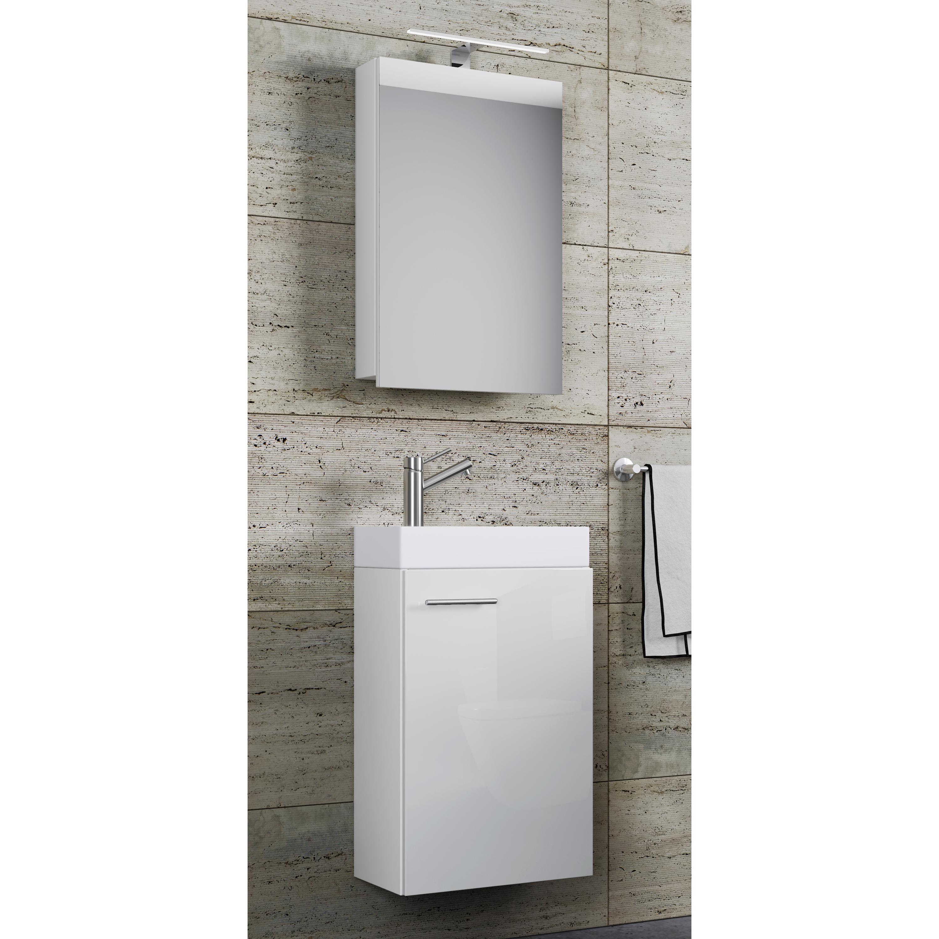 Conjunto de muebles de baño de 3 piezas WC de invitados lavabo de invitados pequeño y estrecho Slito SC Conjunto de muebles de baño de 3 piezas WC de invitados lavabo de invitados pequeño y estrecho Slito SC