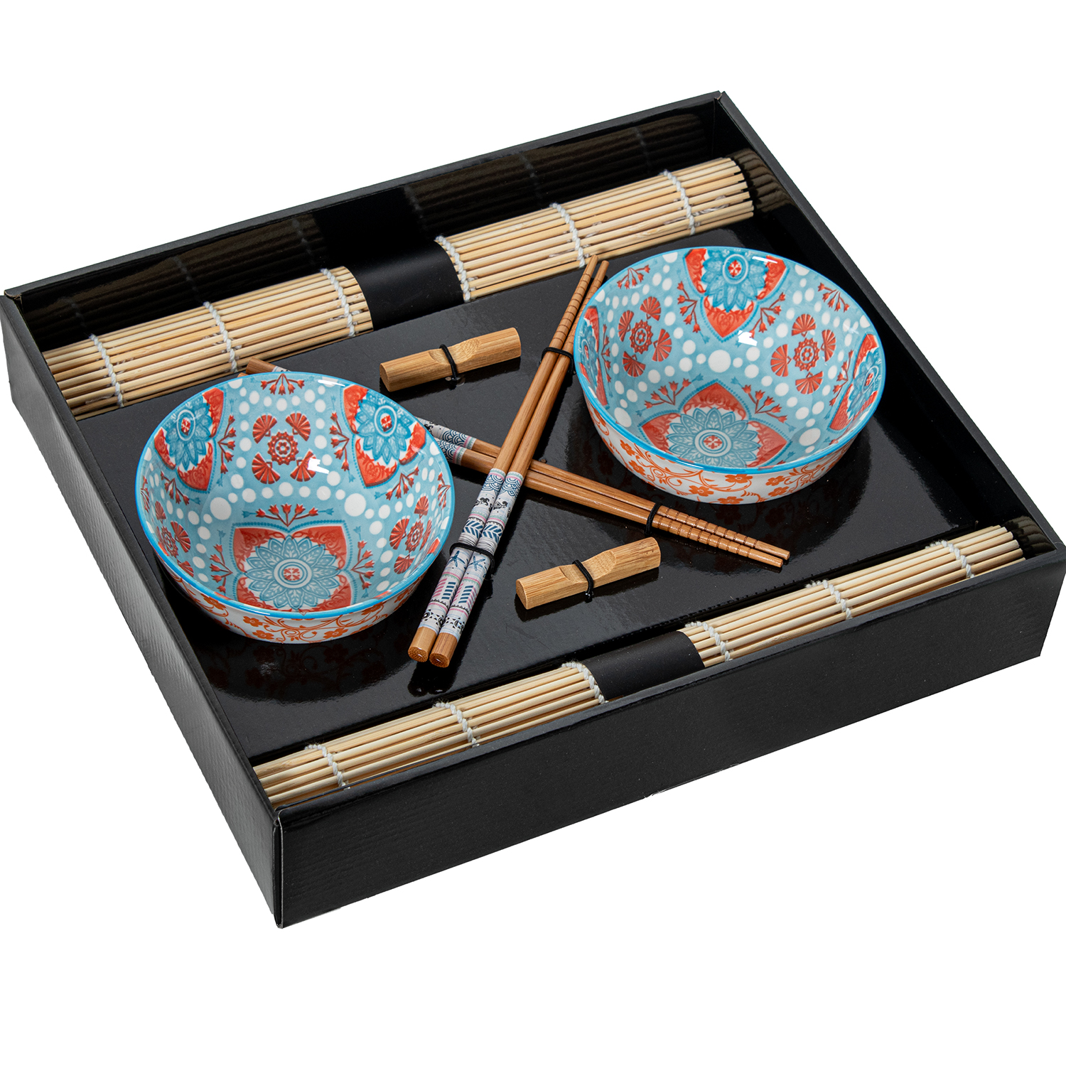 Set 2 cuencos porcelana con palillos bambu y salvamanteles bamb cuenco: 12x6cm palillos: 23cm