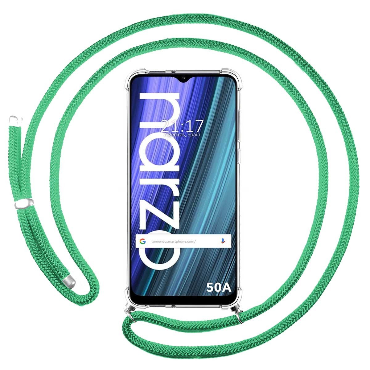 Tumundosmartphone Funda Colgante Transparente Realme Narzo 50A Verde Agua