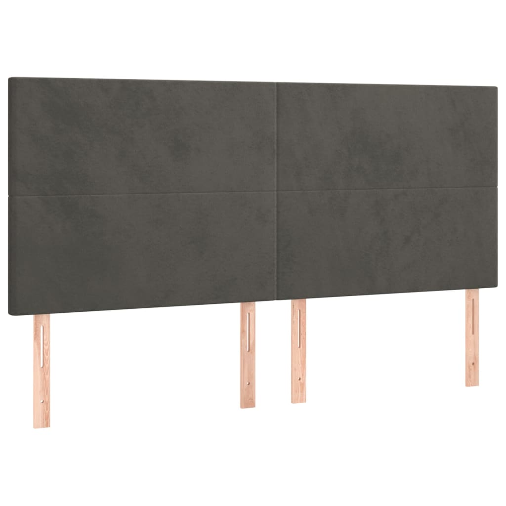 vidaXL Cabecero con luces LED terciopelo gris oscuro 180x5x118/128 cm