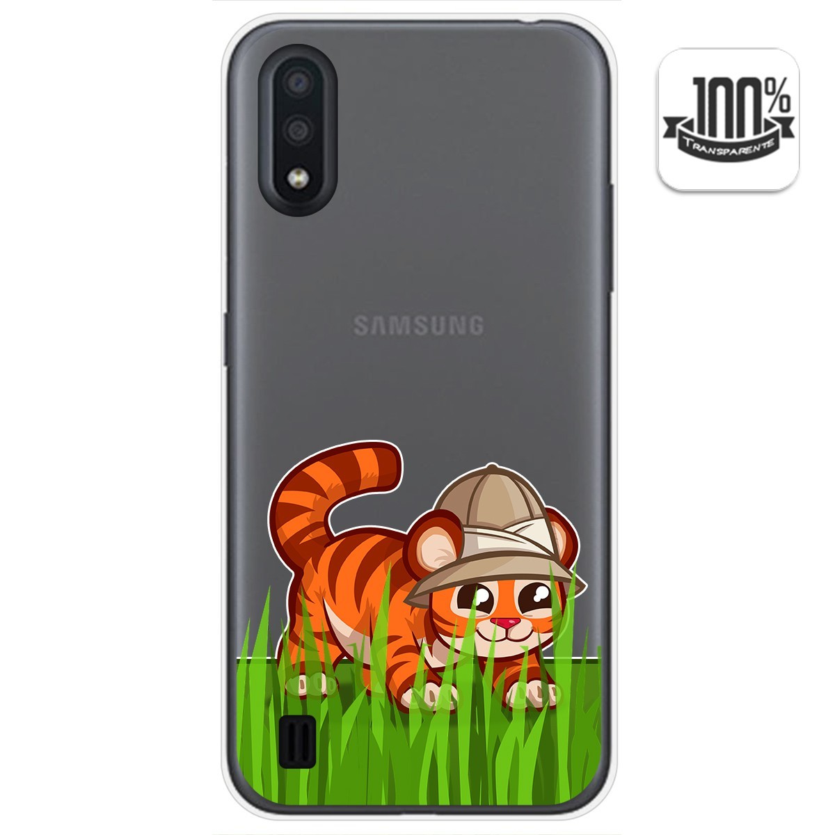 Tumundosmartphone Funda Gel Transparente para Samsung Galaxy A01 diseño Tigre Dibujos
