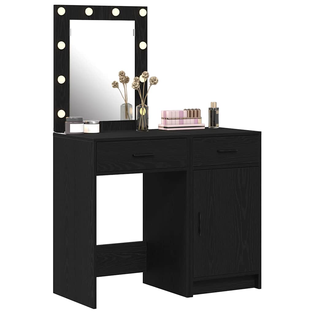 vidaXL Mesa de tocador con cajón 2 pcs Negro 50 x 41 x 135 cm