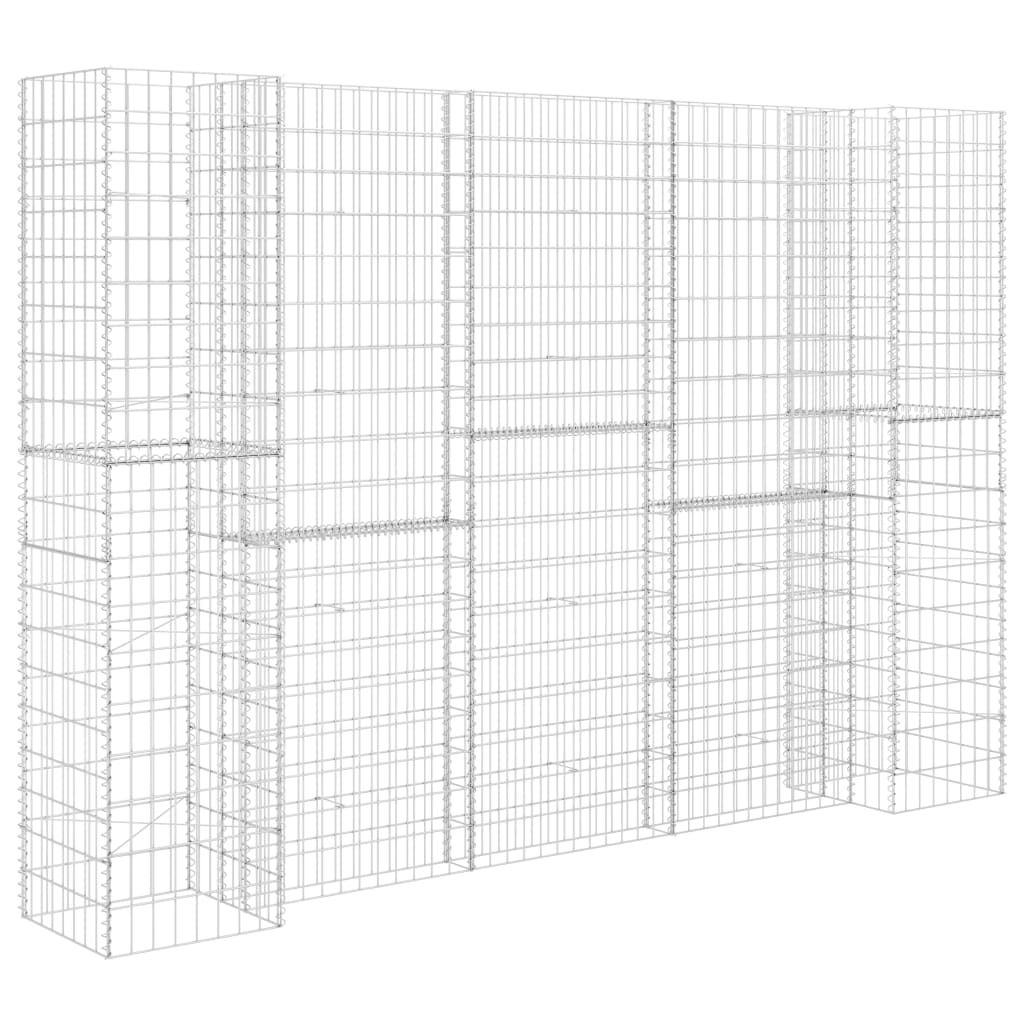 Vidaxl Jardinera de Gaviones Forma de H Alambre de Acero Dimensiones 260 X 40 X 40 Cm