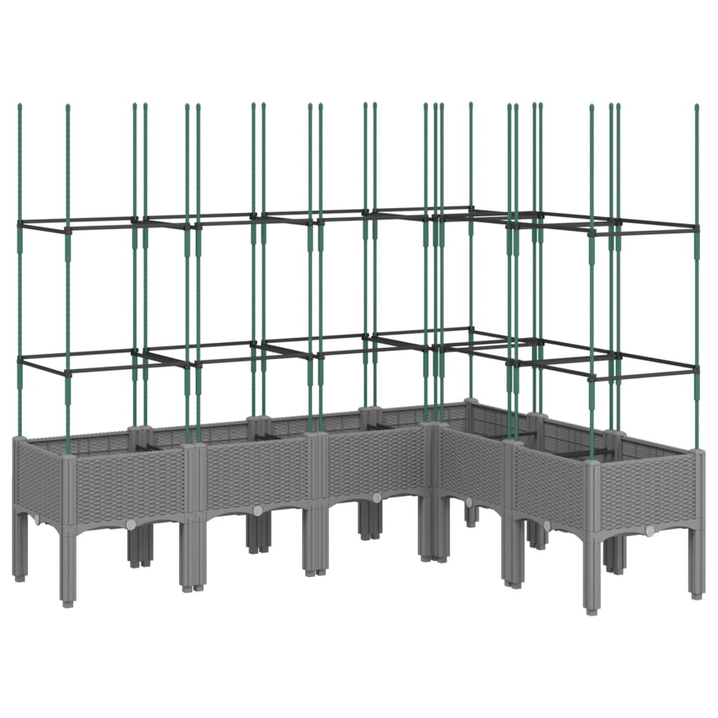 vidaXL Jardinera con enrejado PP 160x120x142,5 cm Color Gris,  Gris claro,  Negro y mas