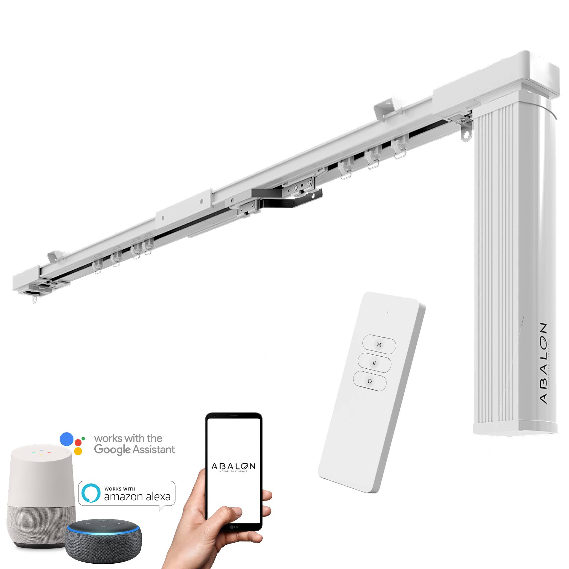 ABALON Riel Motorizado para Cortinas Inteligentes con Motor WiFi, Compatible con Alexa, Google Home y App Tuya, Riel Eléctrico Smart Home