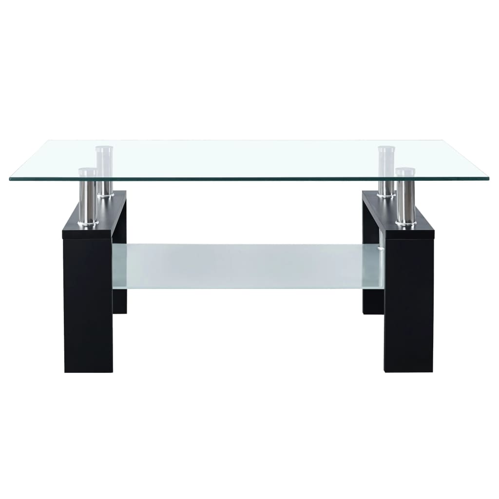 Mesa de Centro Vidrio Templado Transparente Vidaxl 95x55x40 Cm Negro