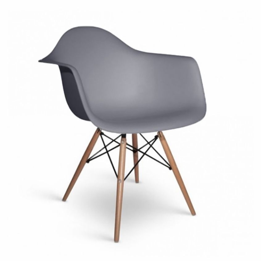ORION91oficial® - Sillón HADAR, Gris, Patas Madera Haya, Asiento Polipropileno 67x57,5x82,5 cm, Comedor - Oficina - Salón - Teletrabajo - Cocina - spaziOrion91