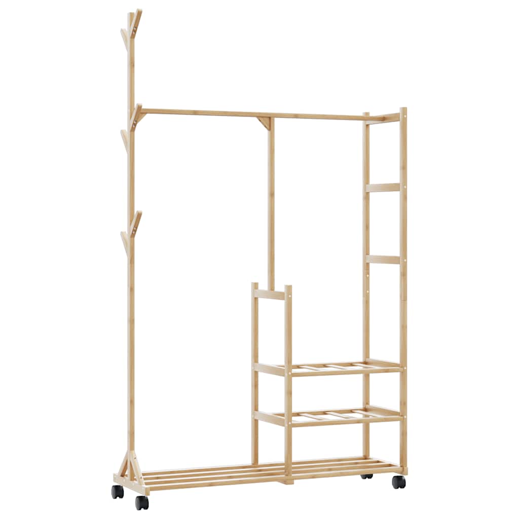 vidaXL Perchero con estantes y ruedas 100x38x175,5 cm bambú
