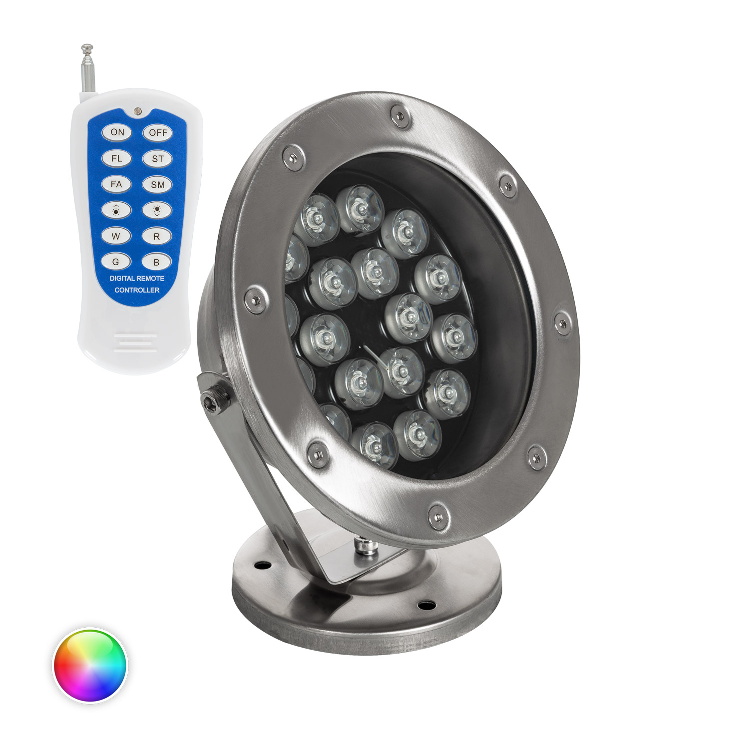Ledkia Foco Sumergible LED RGB 18W Superficie 12V DC IP68 RGB