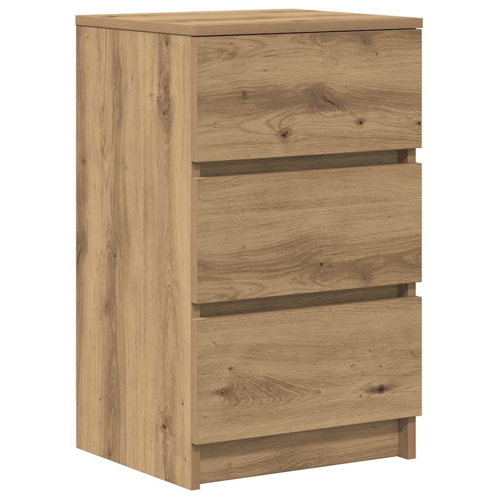 vidaXL Mesilla de noche con 3 cajones roble artesanal 39x35x65 cm