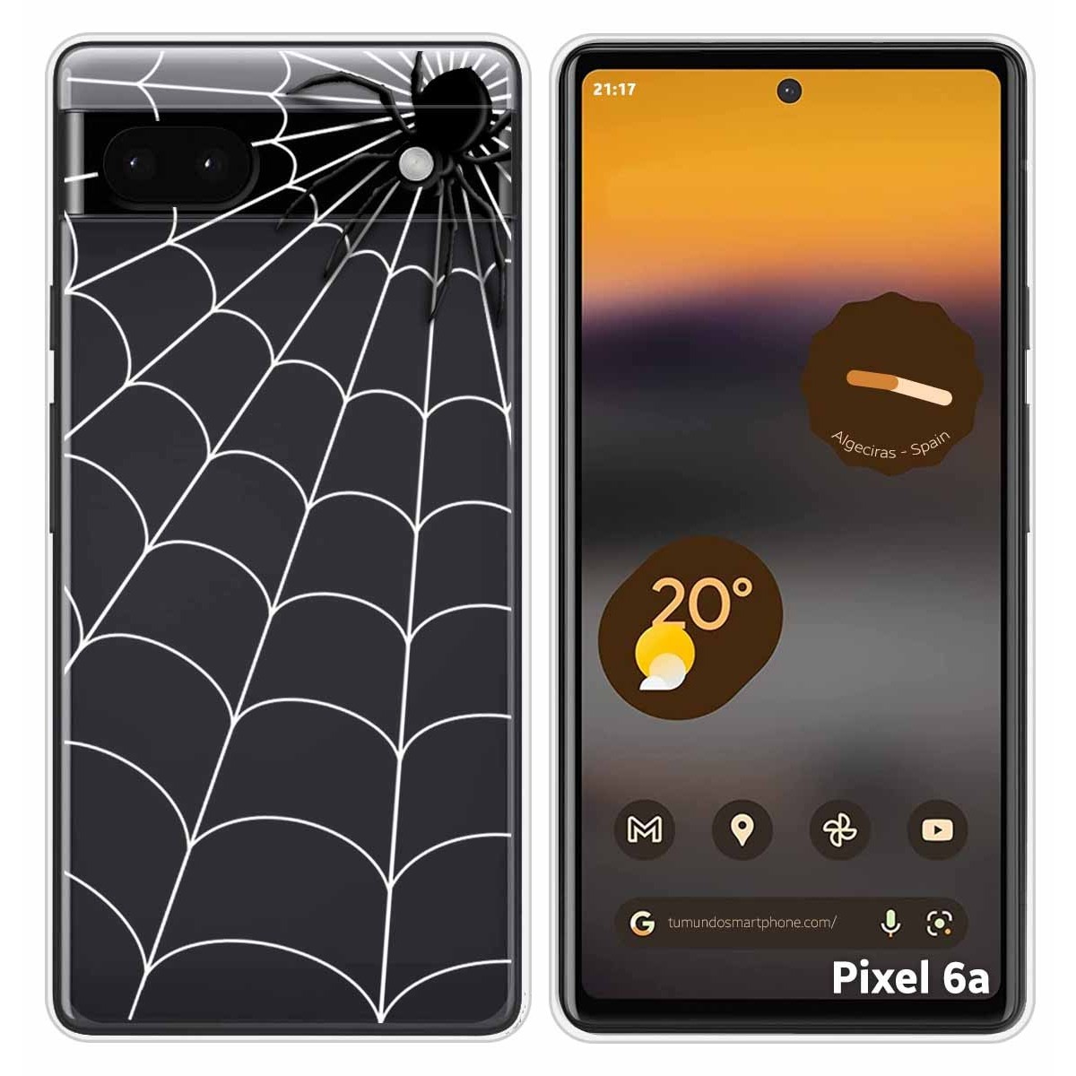 Funda Silicona Transparente para Google Pixel 6A diseño Araña Dibujos