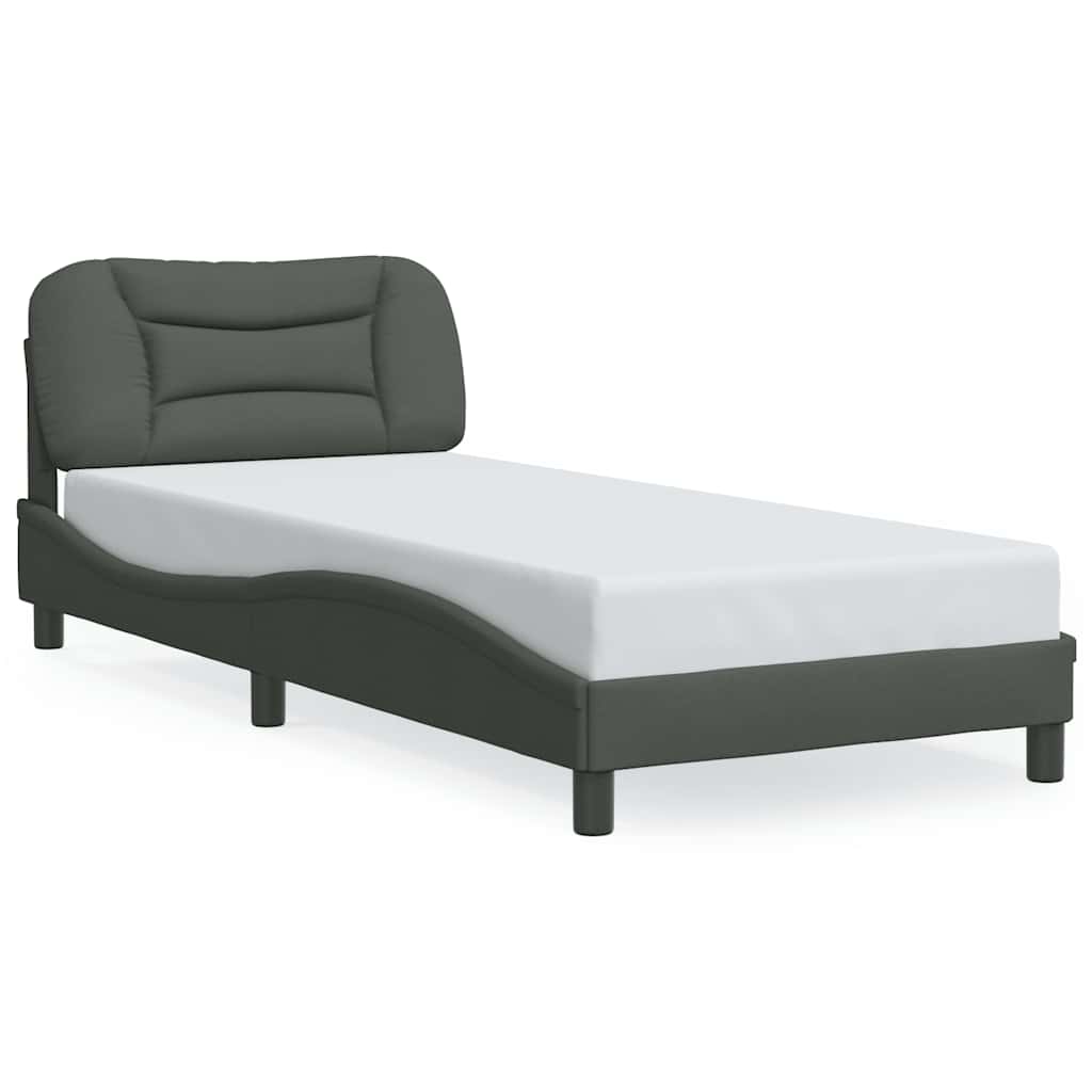 vidaXL Estructura de cama sin colchón Hvar tela gris oscuro 90x190 cm