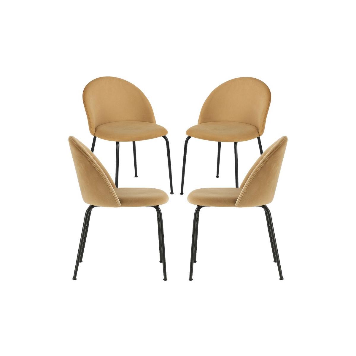 Regalos Miguel - Packs Sillas Comedor - Pack 4 Sillas Black Dalnia Terciopelo - Marrón Claro
