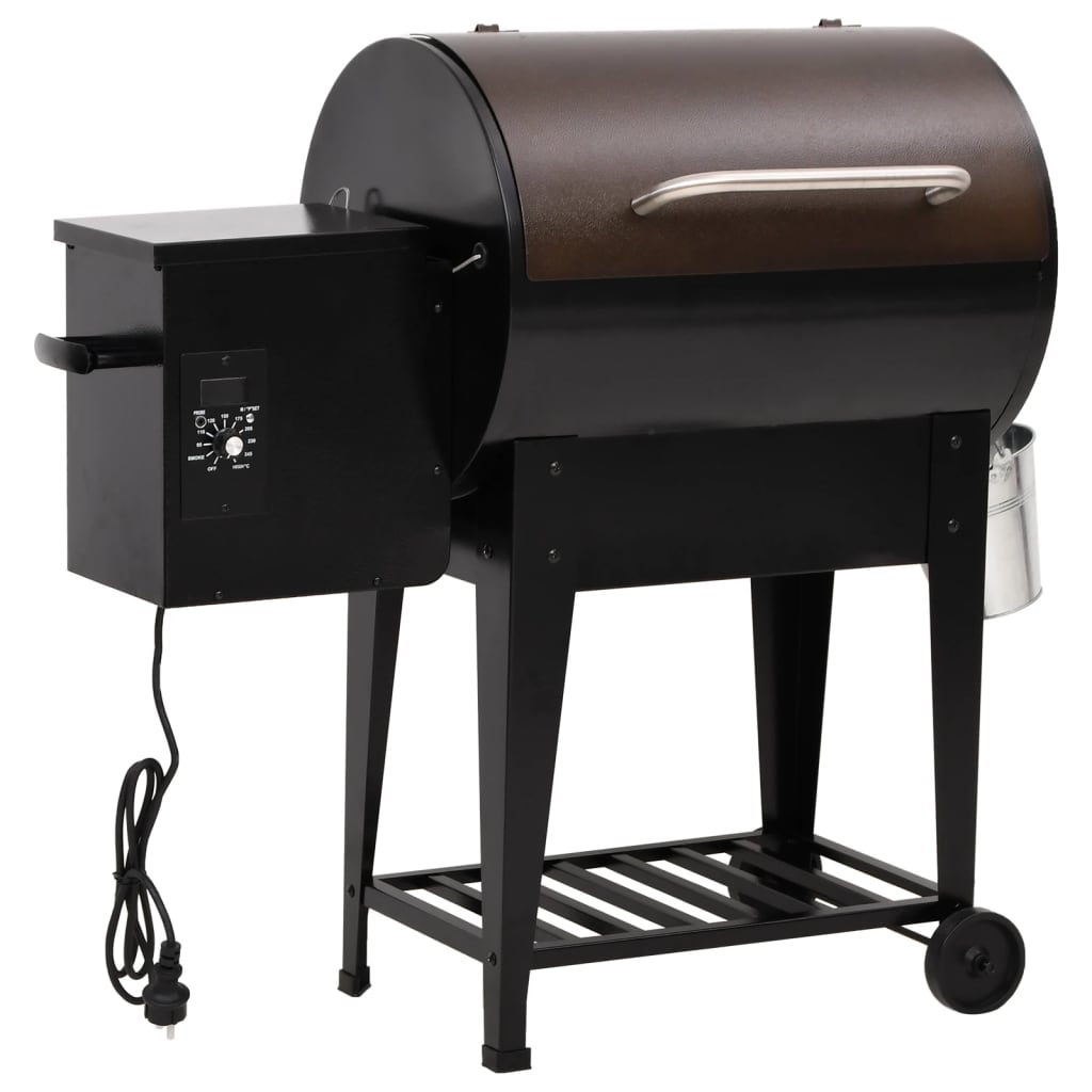 vidaXL Barbacoa de Pellets Parrilla para bbq 6 en 1 Hierro Negro Modelo Con estante, Básico, Con chimenea