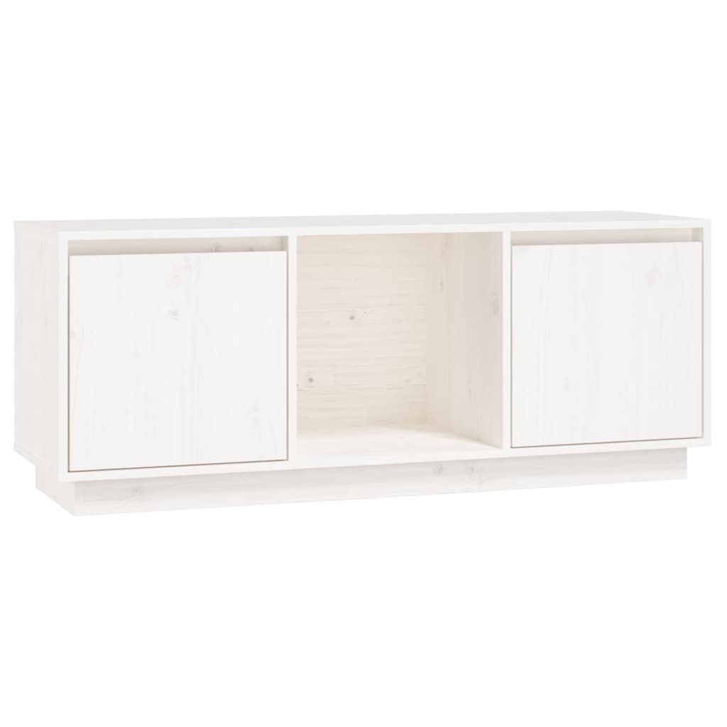 Vidaxl Mueble TV Madera Maciza Pino 110,5x35x44 Cm - Blanco
