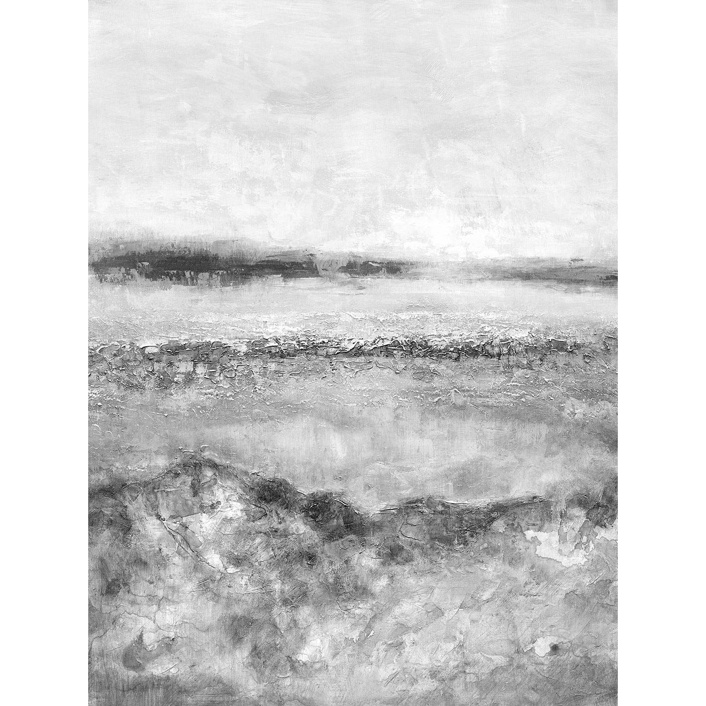 Hispanohogar Cuadro en Lienzo Pintado Al óleo Abstracto en Tonos Grises 70x100 Cm