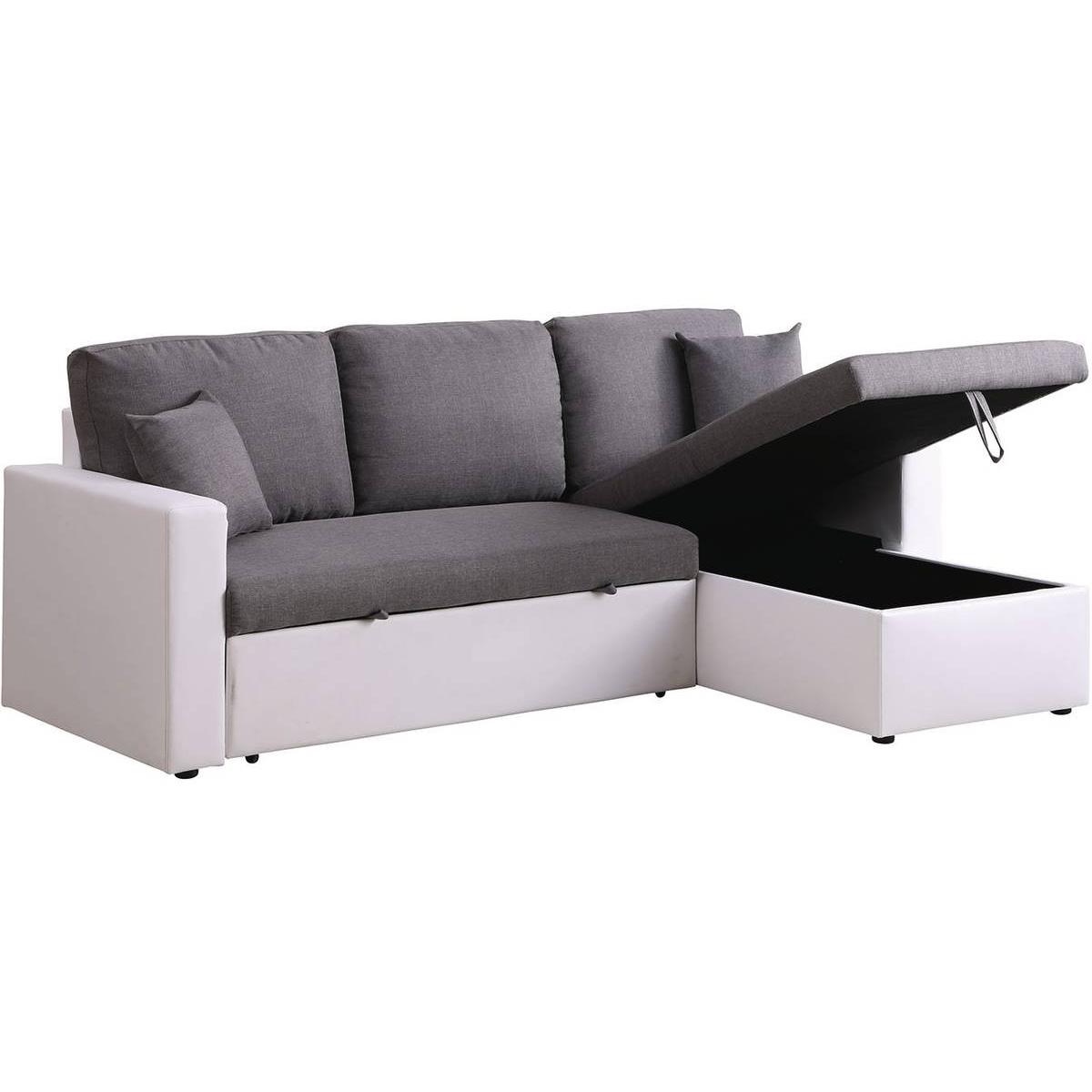 Habitat y Jardin - Sofá esquinero convertible "Alain" - 3 plazas - Gris / Blanco