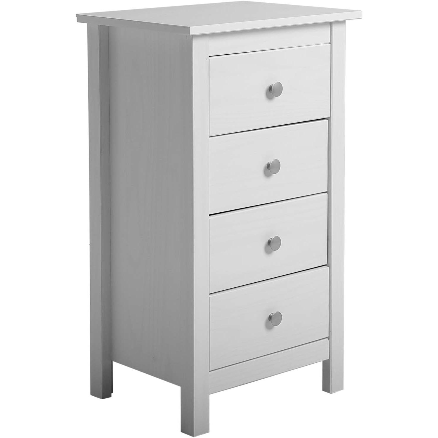 VS Venta-Stock Sinfonier Berna Blanco 4 Cajones - Mueble de Noche Elegante y Espacioso