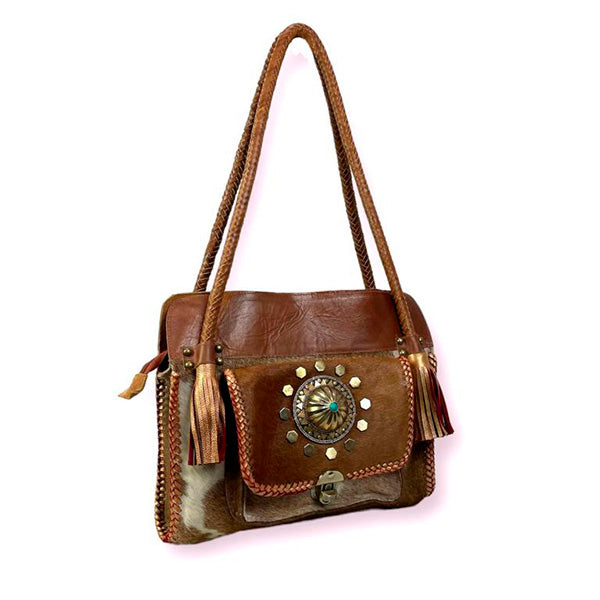 énvo Bolso de Hombro Boho de Piel Artesanal para Mujer