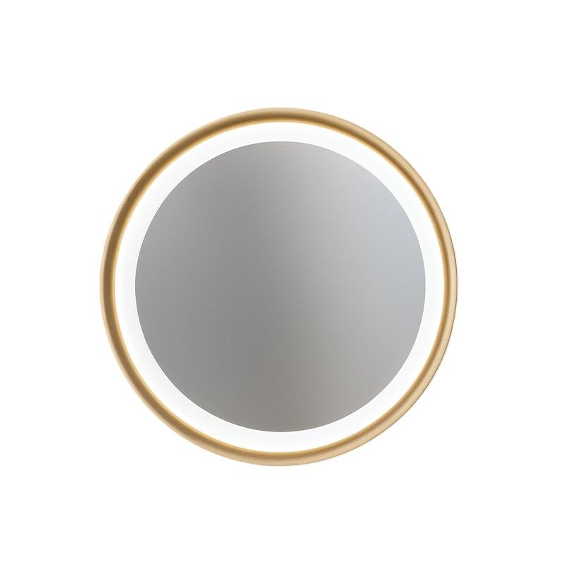 Espejo LED Mirò Ø60 cm 58W Oro Cepillado - Lámpara de techo y aplique - Luz cálida 3000K - Diseño moderno para baño, dormitorio y entrada - Perenz
