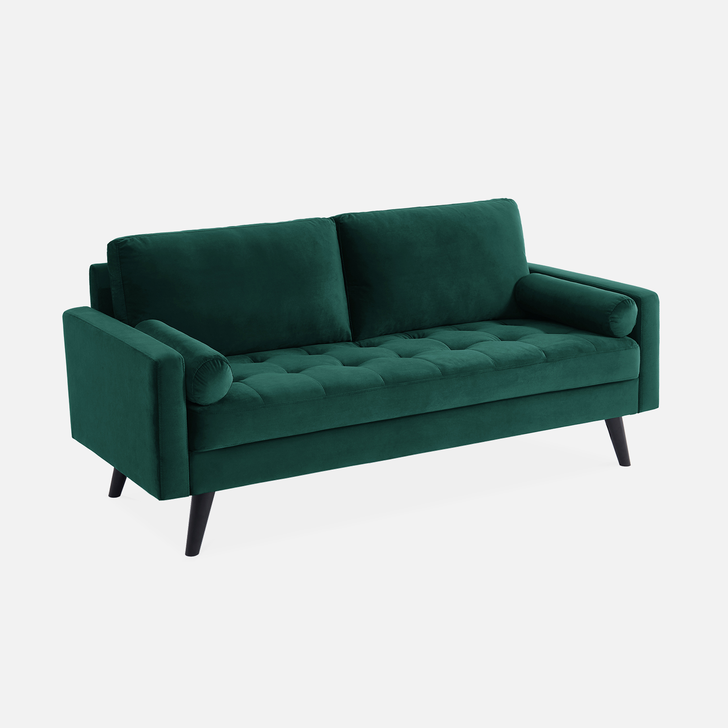sweeek - Sofá estilo escandinavo de terciopelo con patas de madera, 3 plazas , Ivar terciopelo , 177x85x69