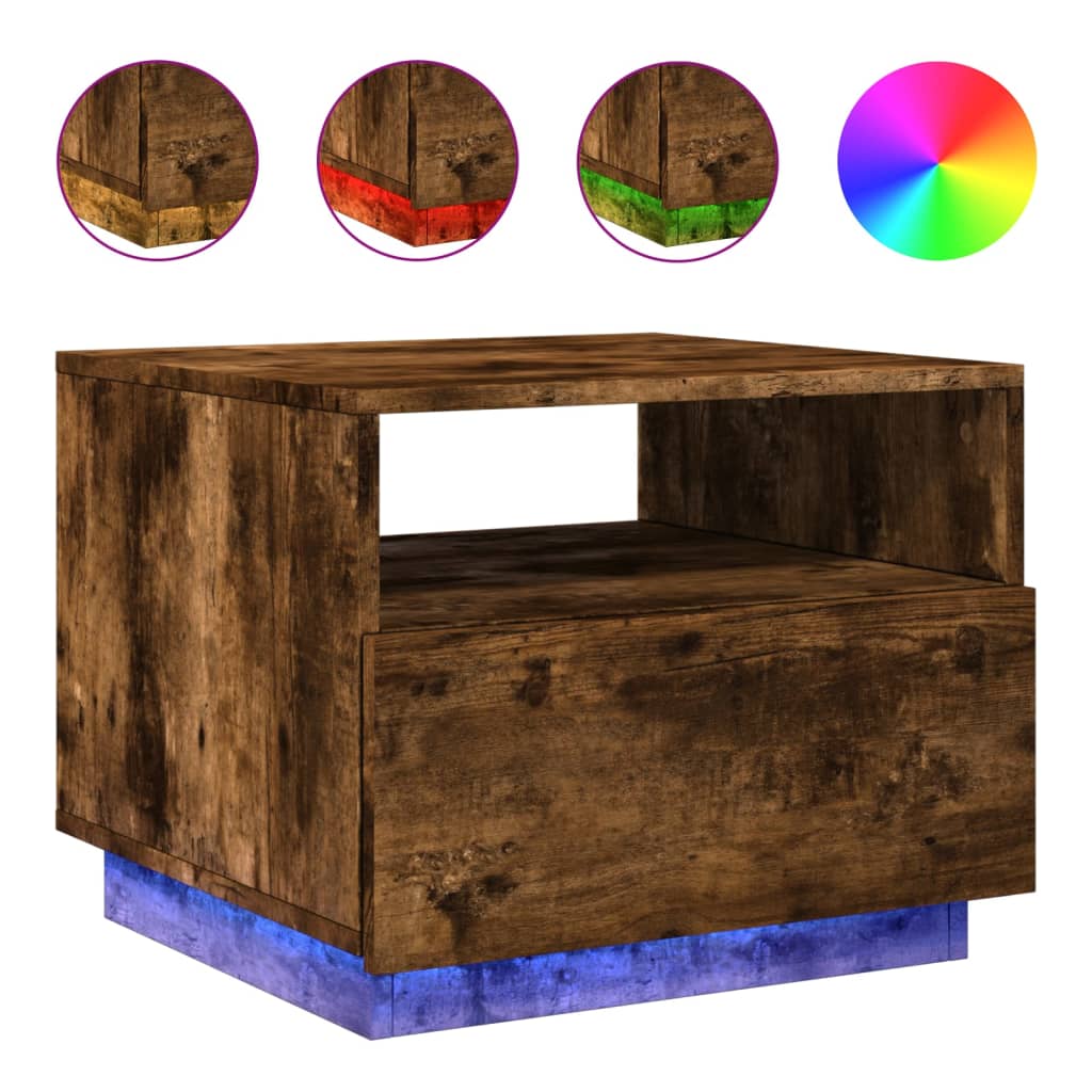 Mesa de Centro Vidaxl con Luces LED 50x49x40 Cm Blanco