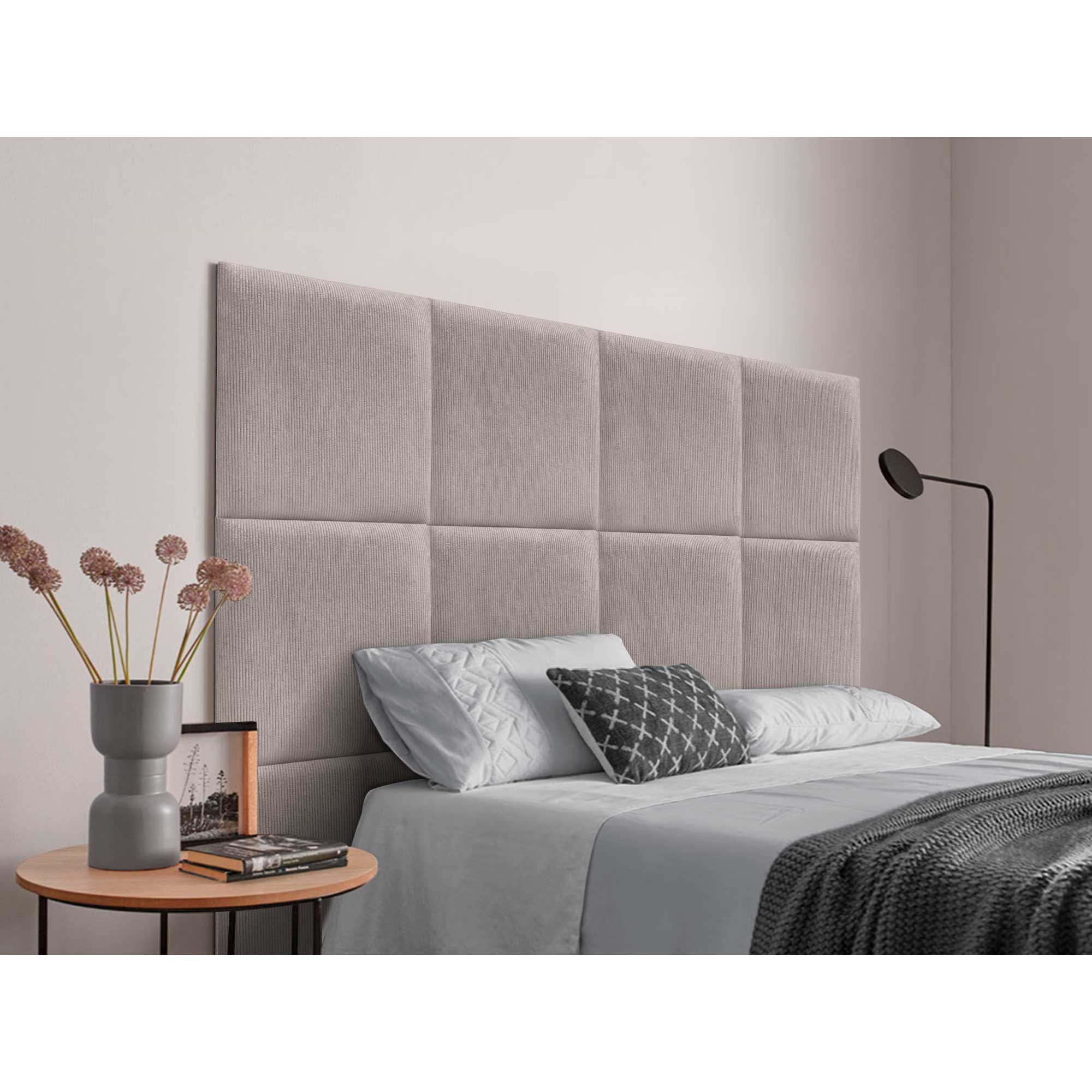 DHOME Cabecero Tapizado Compuesto de Paneles Autoadhesivos Intercambiables de Pana Premium Cama Lujo Dormitorio Acolchado