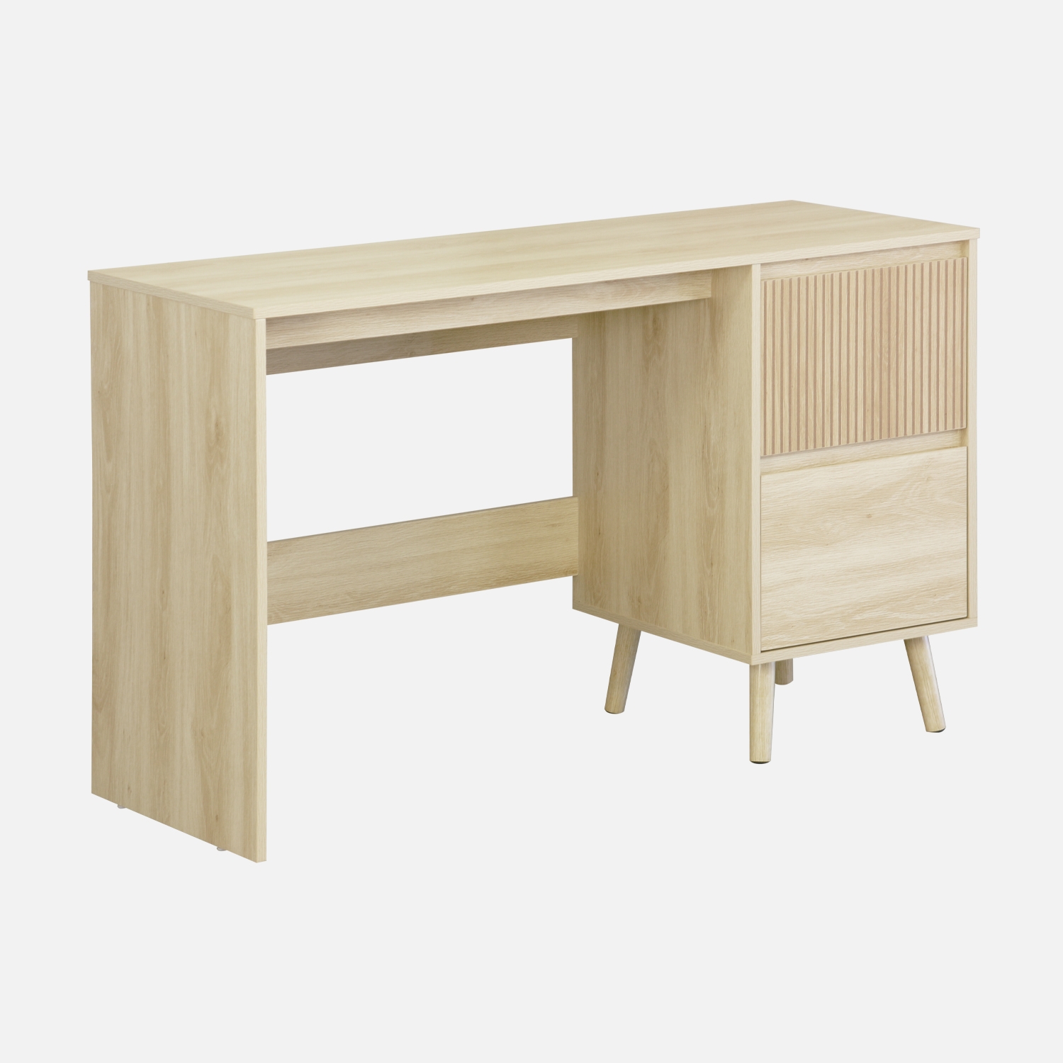 sweeek - Escritorio escandinavo decoración madera 2 cajones , Linear , 120x48x75