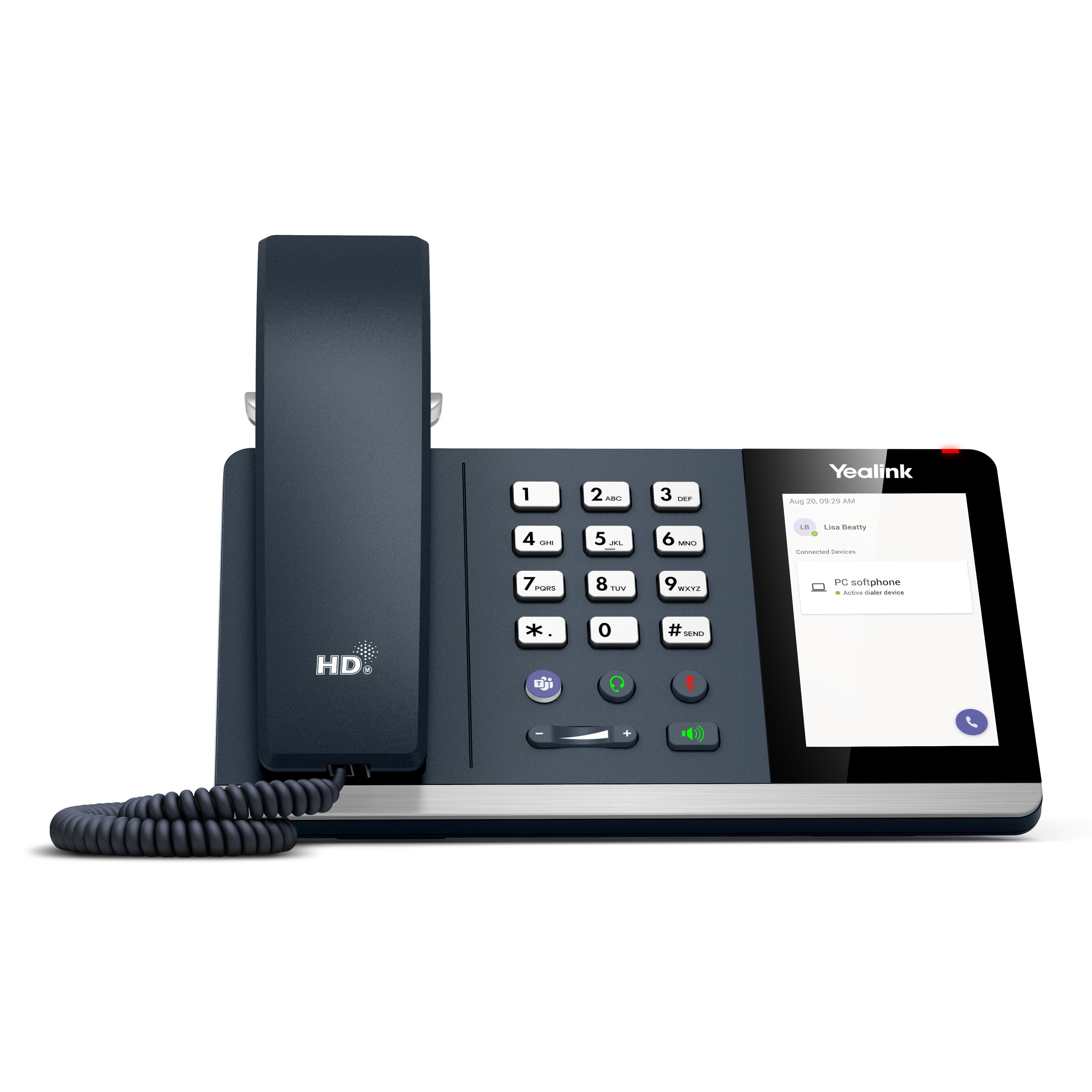 Yealink Teléfono USB MP45 Teams: optimizado para Microsoft Teams, HD Voice, pantalla táctil de 4 pulgadas, USB
