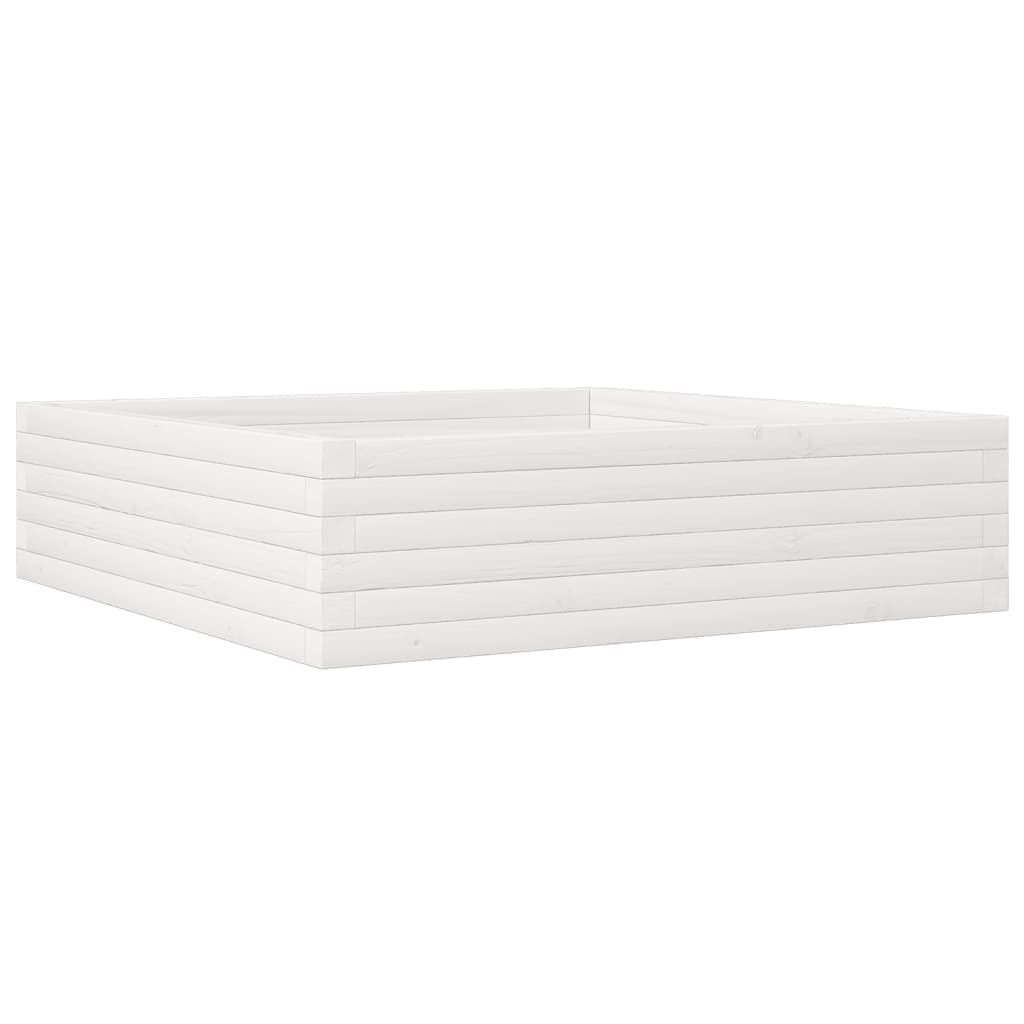 vidaXL Jardinera de madera maciza de pino 90x90x23 cm Color Pino natural,  Blanco,  Marrón cera y mas