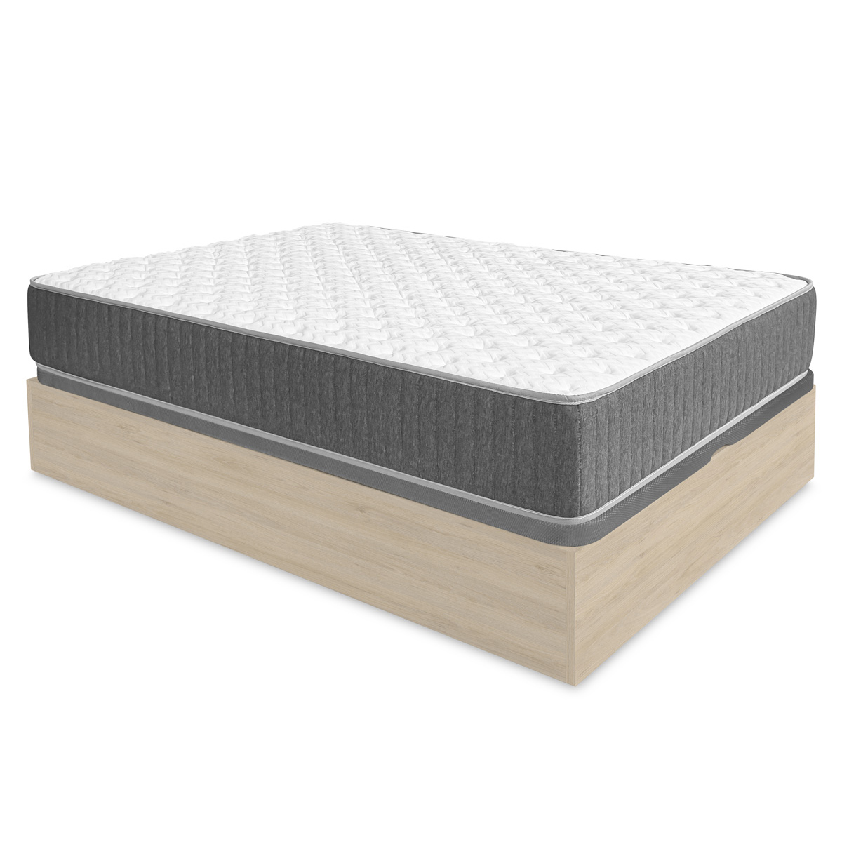 Pack ahorro matrimonio Canapé abatible Nest Roble con Colchón viscoelástico y muelles Aurea 150 x 190 cm| Montaje Incluido (Solo canapé)