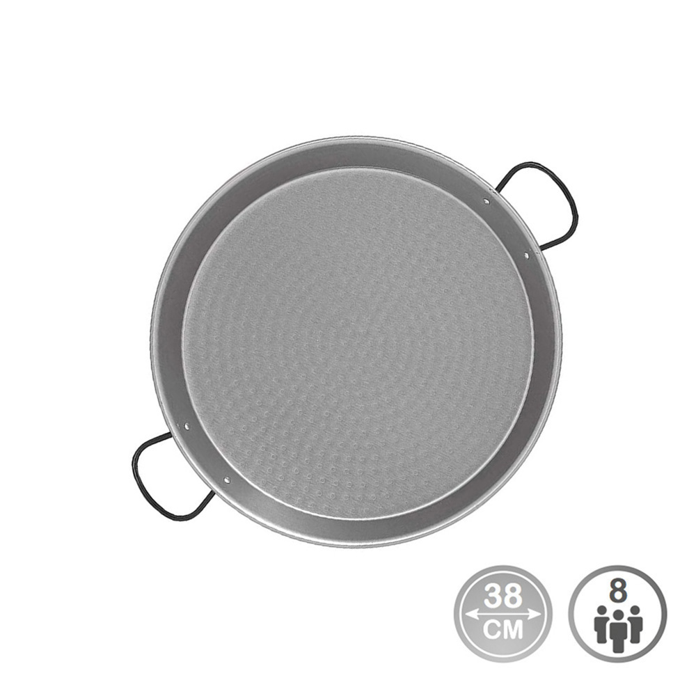 Paellera Vaello de Acero Pulido para Inducción y Vitrocerámica ø38cm (8 Personas)