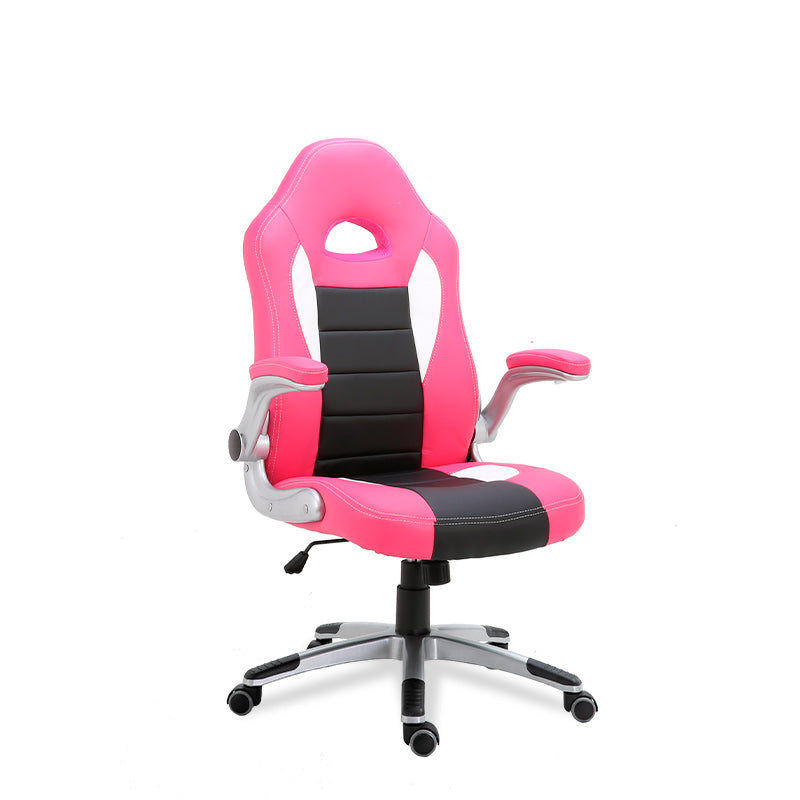 FURNITURE STYLE FS2427RSNG VICTORIA Silla de Estudio Imitación Piel Color Rosa/Negro - ref: FS2427RSNG