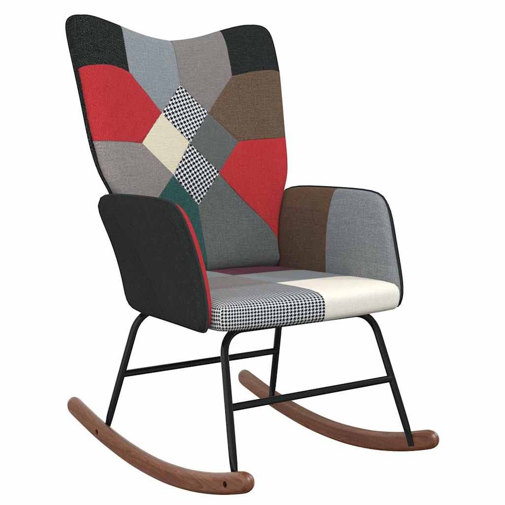 vidaXL Silla mecedora de tela Patchwork