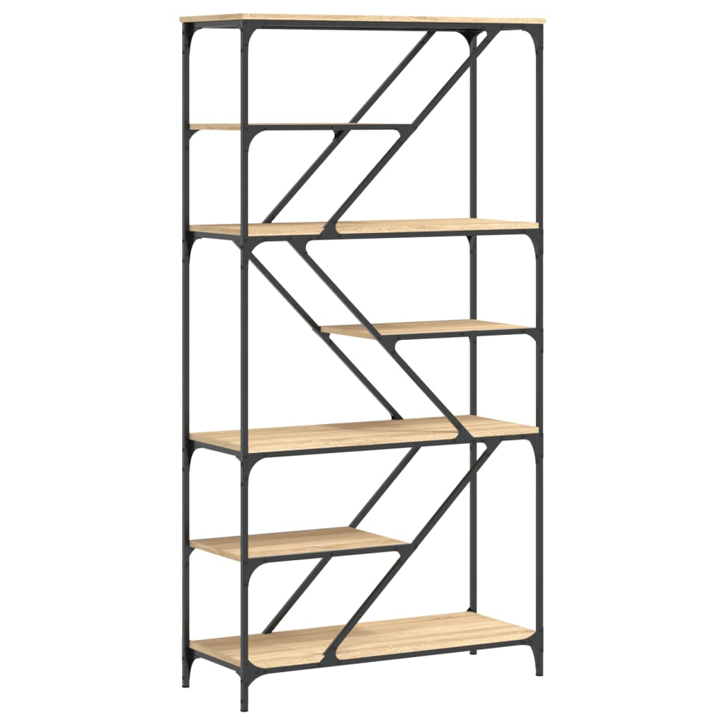 Vidaxl Estantería de Madera de Ingeniería y Acero 91x36x176cm Negro para Oficina, Estudio, Sala de Estar, Dormitorio