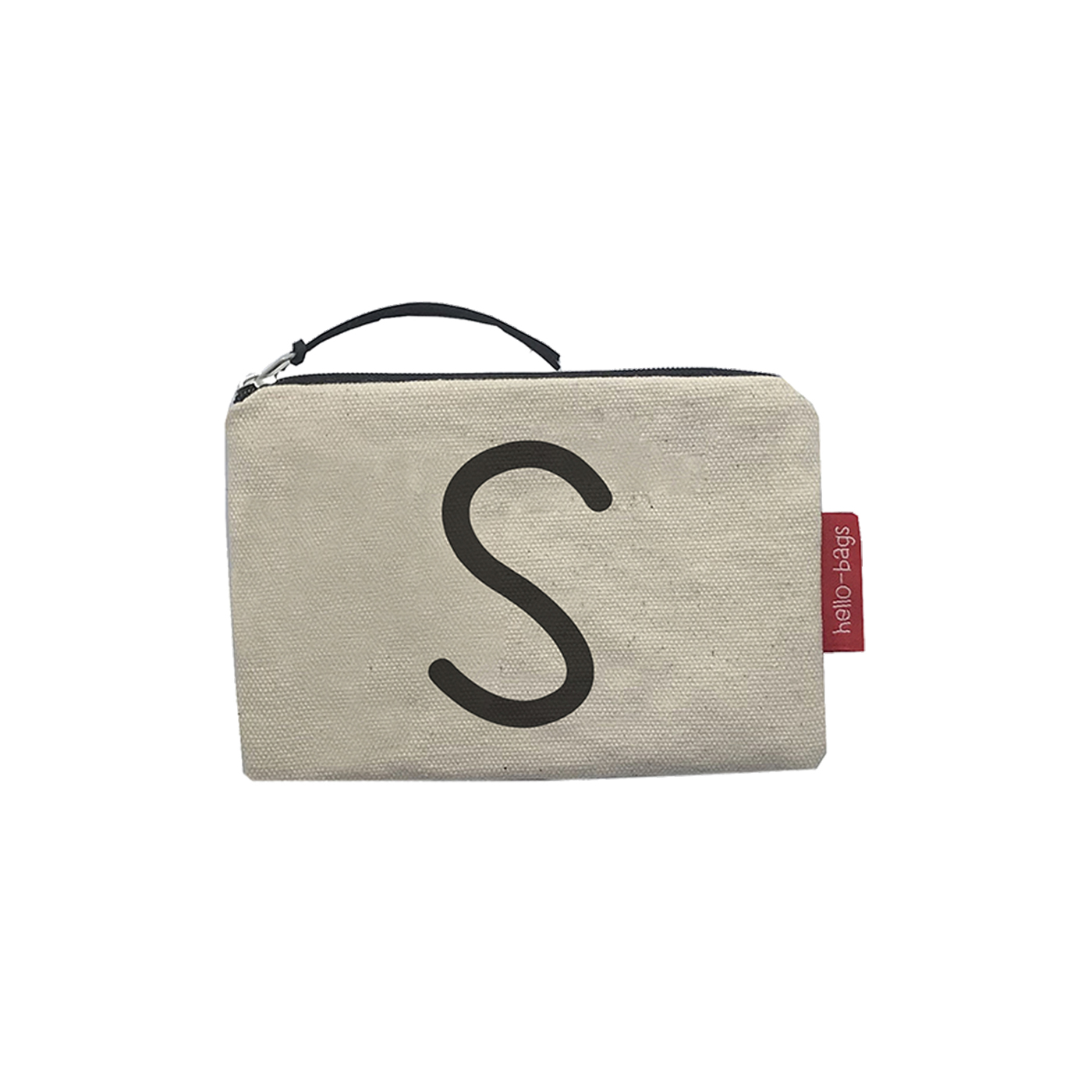 Hello-Bags. Bolso Monedero / Billetero / Tarjetero con cremallera y forro interior. Exterior: Algodón 100%. Incluye sobre kraft de regalo. Modelo: "S". Crudo / Negro. 14x10 cm.