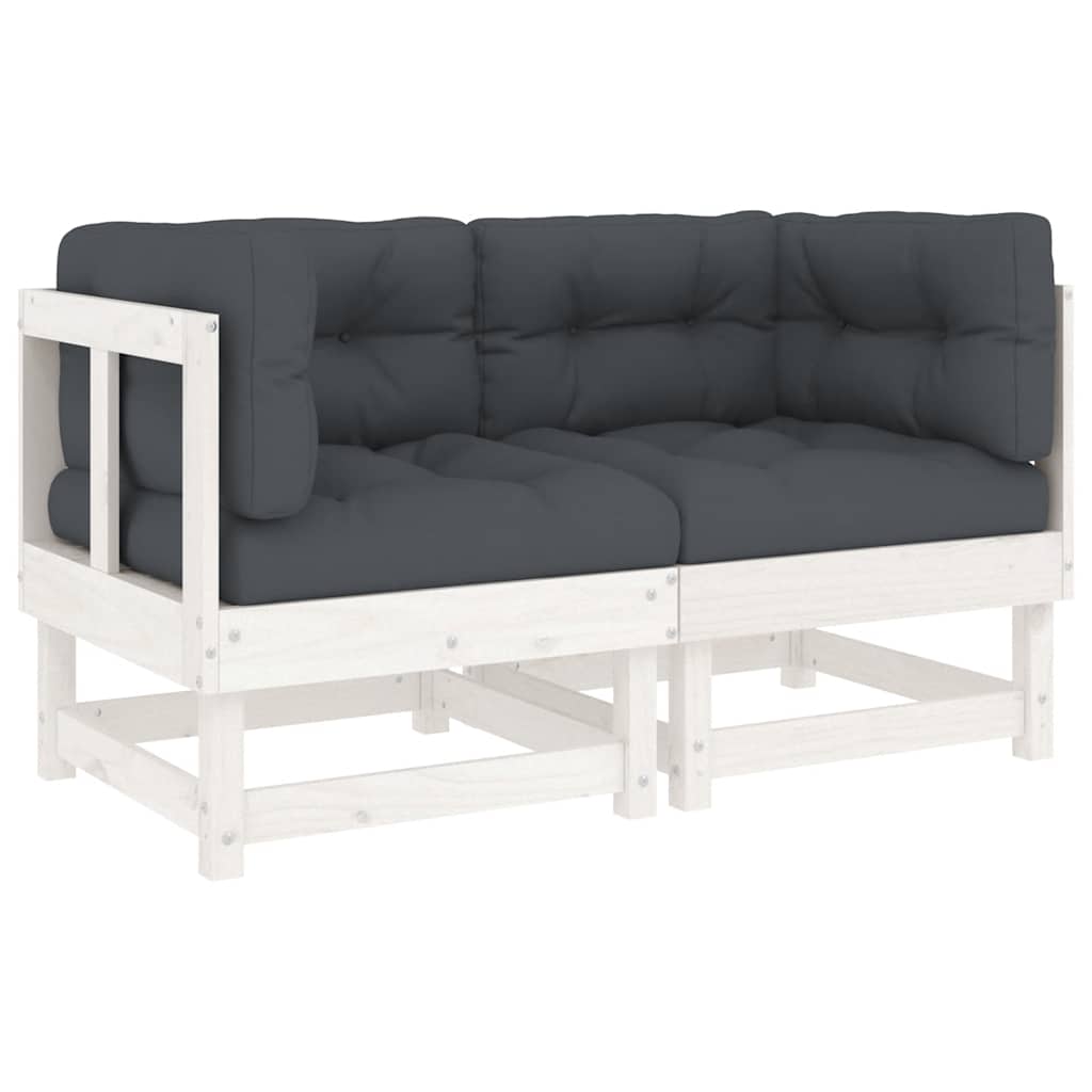 vidaXL Sofás esquineros con cojines 2 uds madera maciza de pino blanco