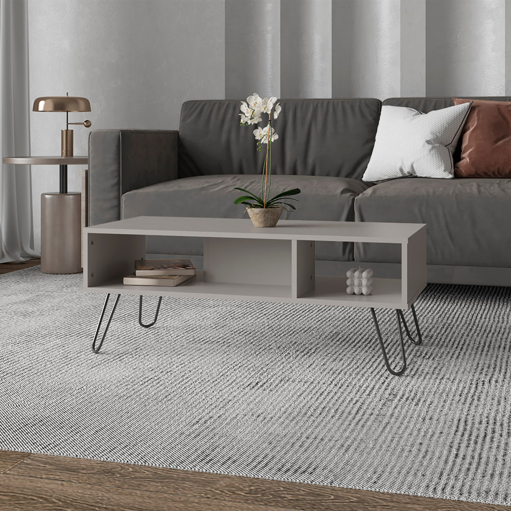 Mesa central genoa en melamina con 3 estantes , Gris , 40 cm  X 101.1 cm  X 45 cm