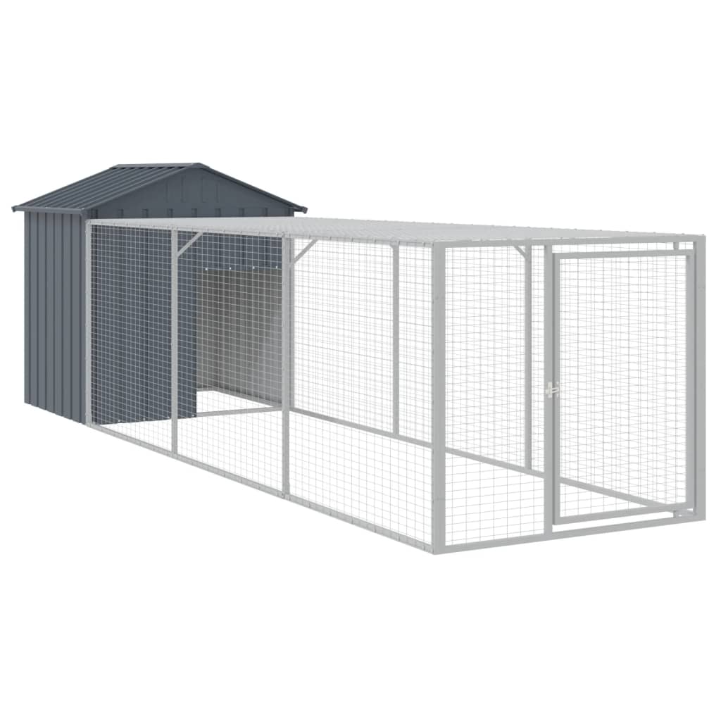 vidaXL Gallinero con Corral Jaula para Gallinas Pollos Acero Galvanizado Color Antracita,  Gris claro, y mas