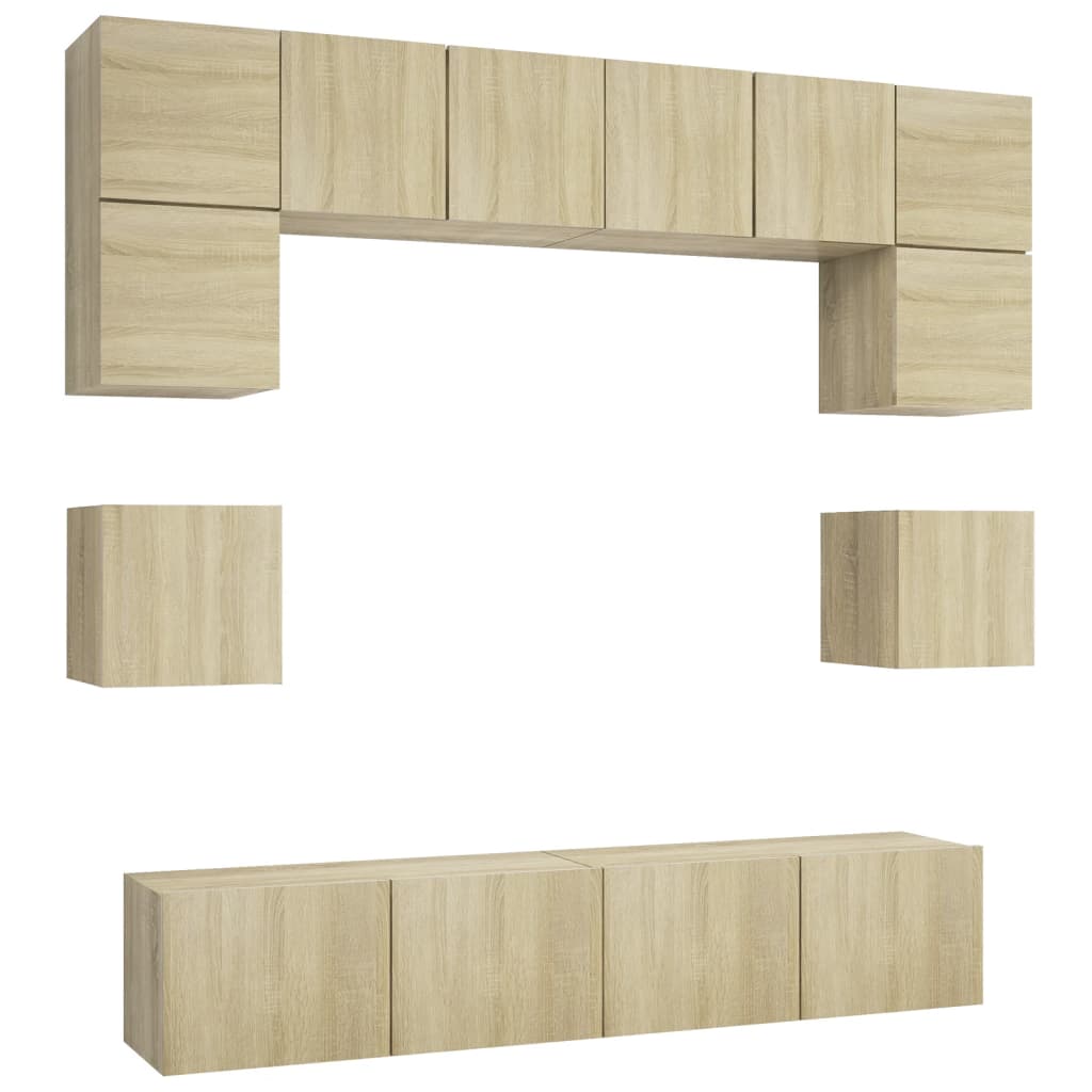 vidaXL Set de muebles de salón 8 piezas madera ingeniería 80x30x30 cm, Mueble de Salon, Mueble TV, Mueble TV salon, Mesa de TV, Mueble tele
