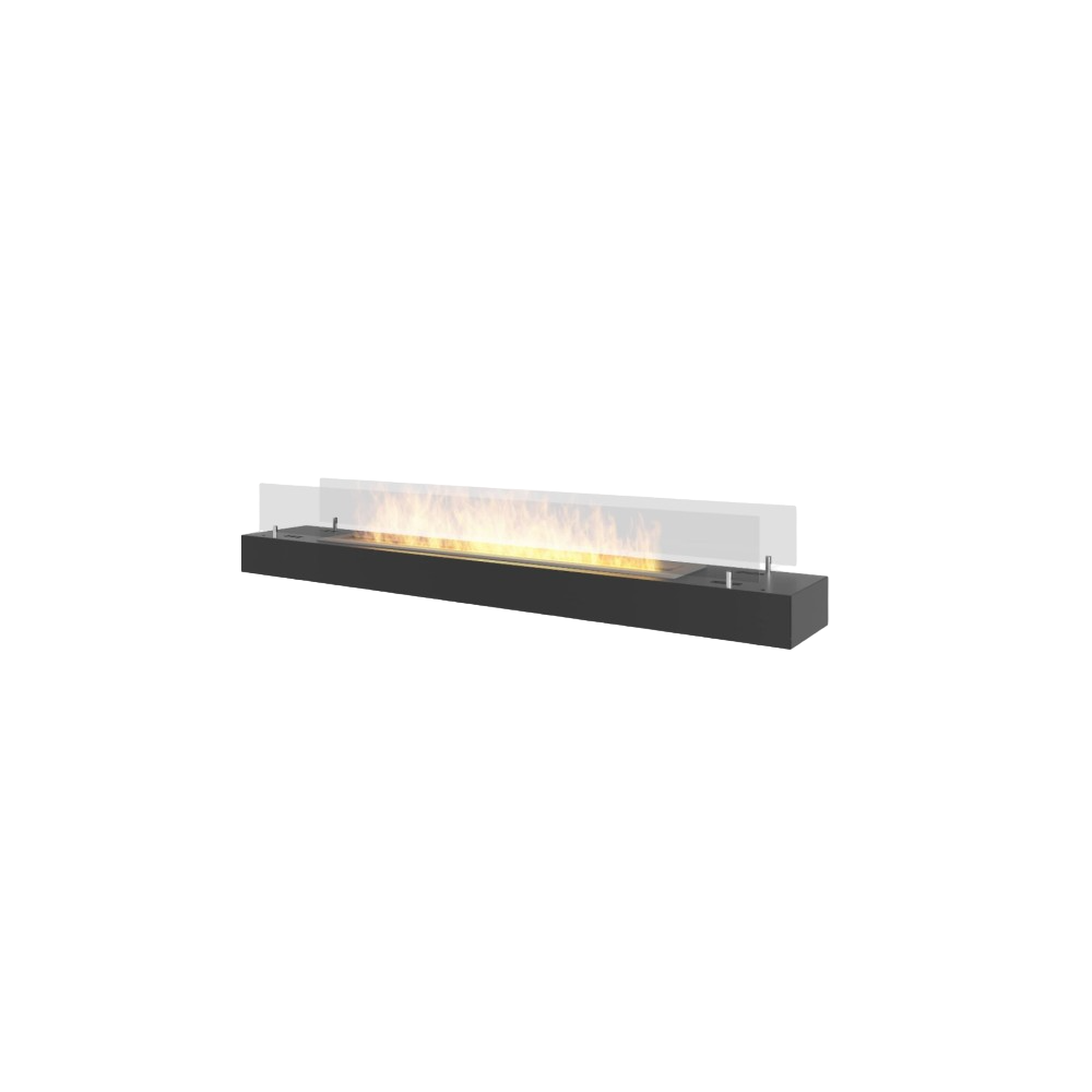 Quemador de bioetanol insertable de encimera negro mate en acero inoxidable de 120 cm con cristal